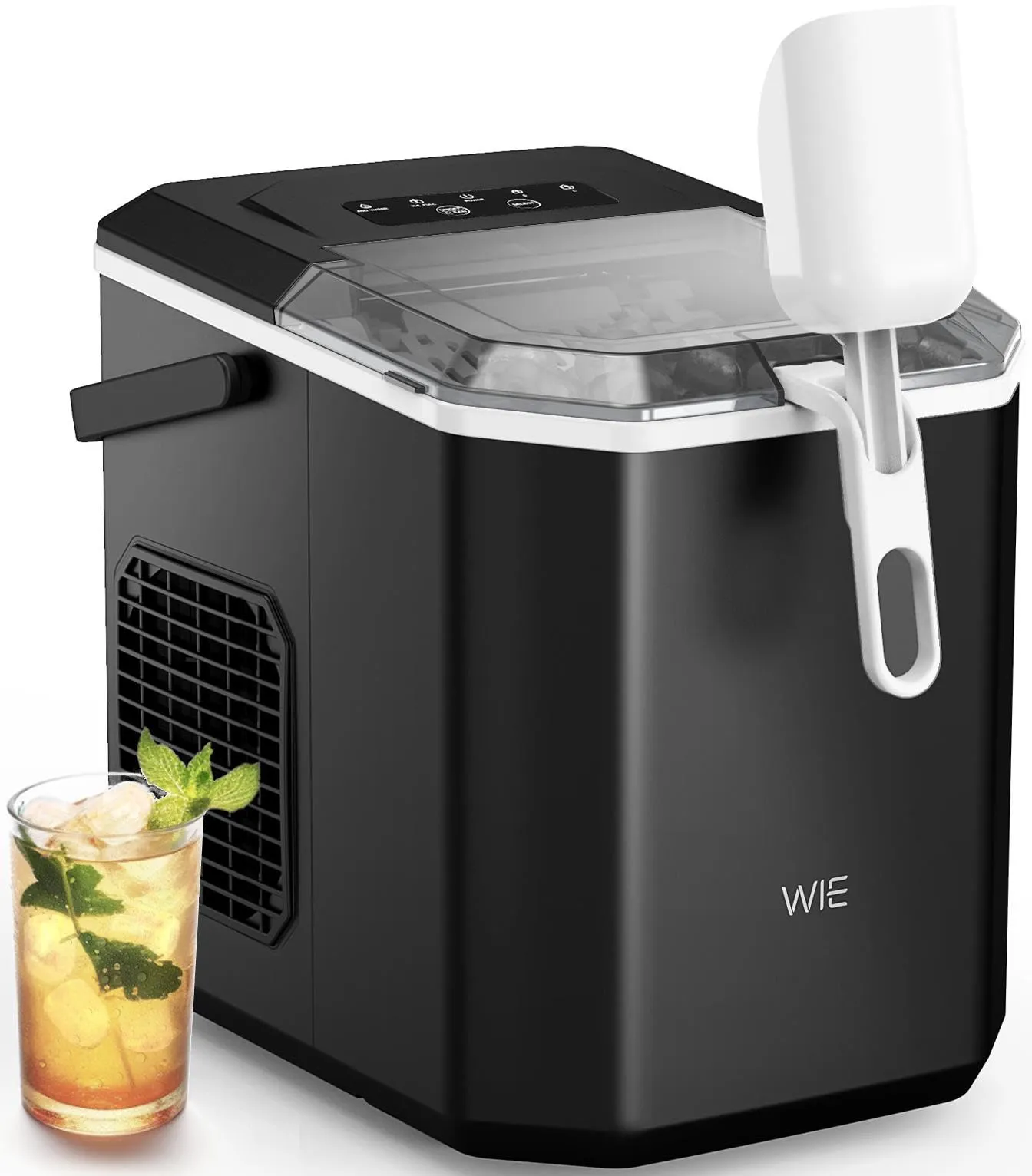 WIE Macchina Ghiaccio 12kg/24h, Autopulizia Macchina del Ghiaccio Casa, 9 Cubetti di Ghiaccio in 6 Minuti, Macchina per il Ghiaccio con Maniglia/Cestello/Pala/Silenzioso, Adatto per Casa/Campeggio