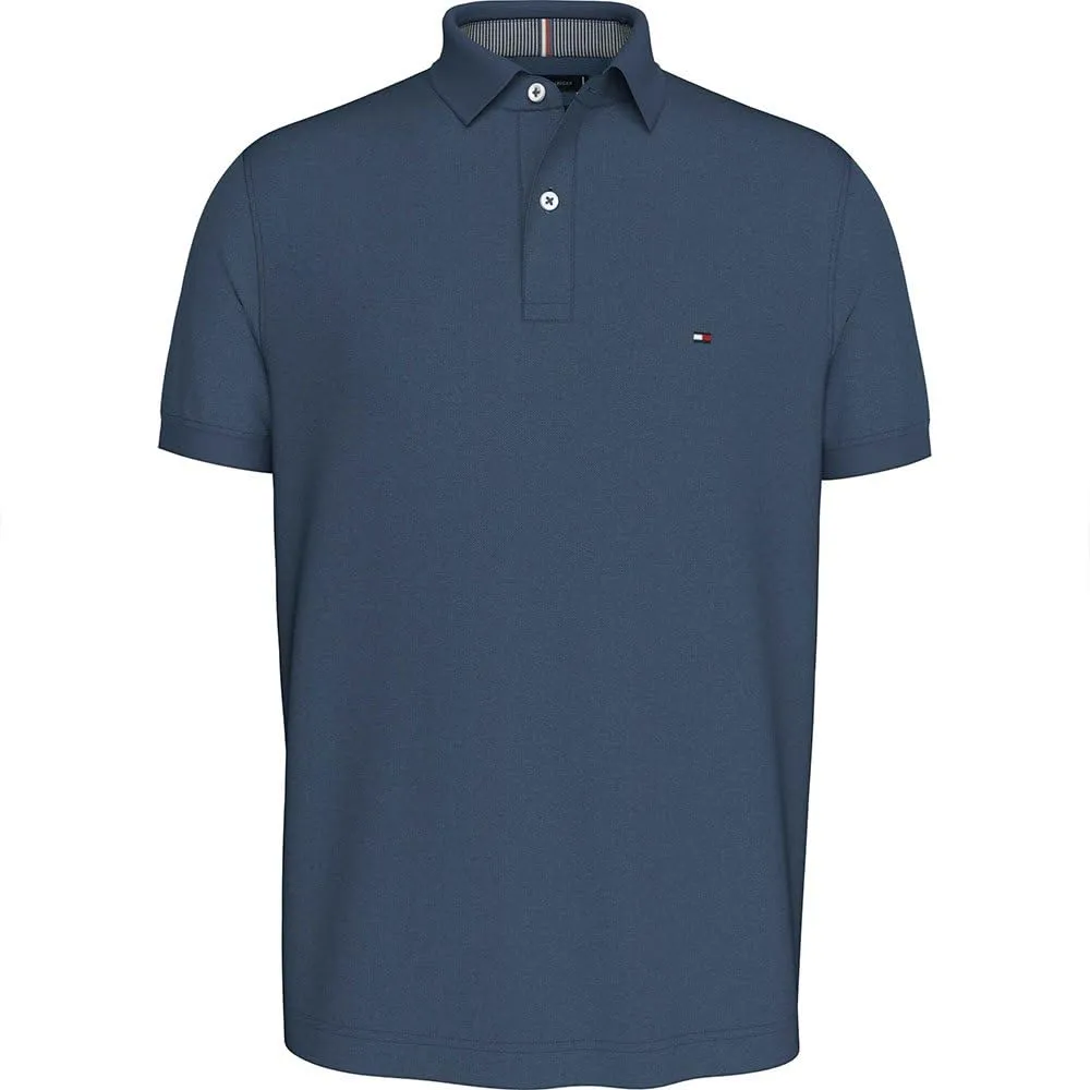 Tommy Hilfiger Uomo Maglietta Polo Maniche Corte Regular Fit con Chiusura con Bottoni, Blu (Aegean Sea), M