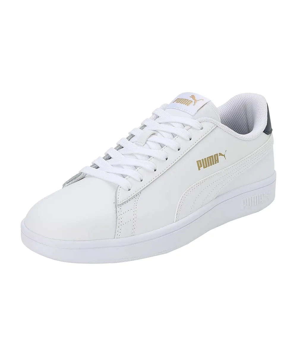 PUMA Smash V2 L, Sneakers Unisex - Adulto, Bianco White White Peacoat Team Gold, 42.5 EU