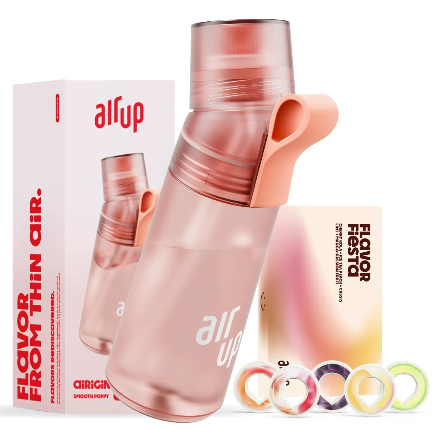 AIR UP® Bottiglia Gen2 Starter Set originale, con baccelli in 5 sapori, borraccia da 600 ml, senza zucchero, lavabile in lavastoviglie e senza BPA | in rosso