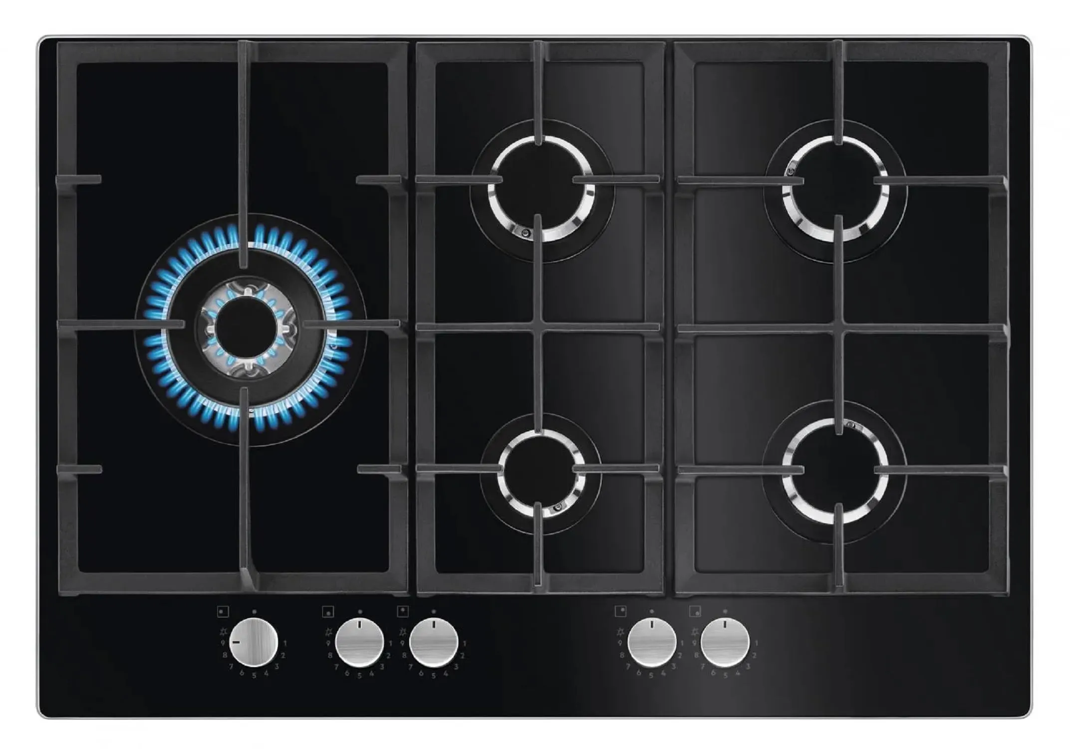 Aeg HKB75820NB - Piano cottura a gas, n° 5 fuochi, 74x51 cm, nero
