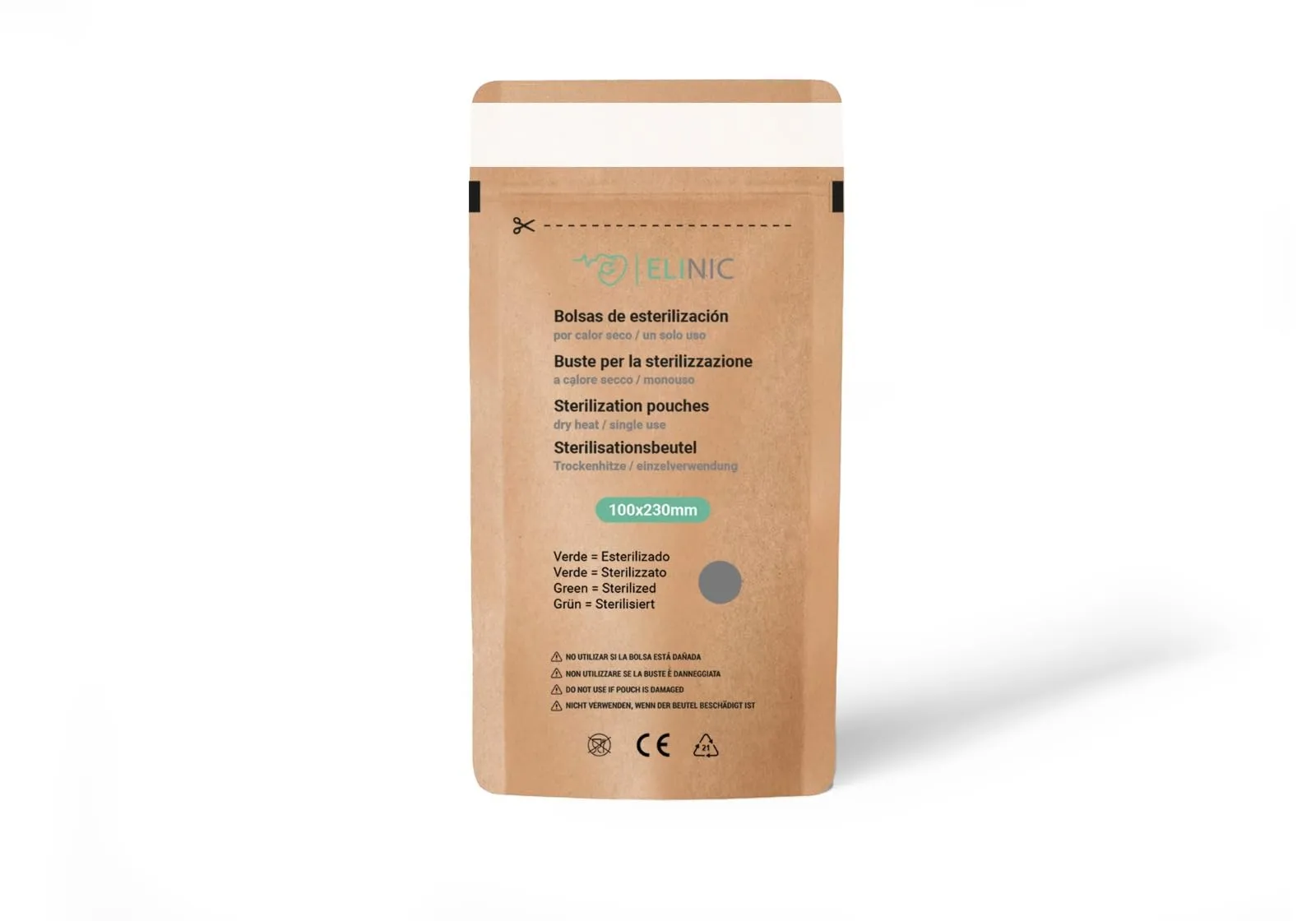Sacchetti di sterilizzazione per calore secco 100 pz. (100 x 230 mm)