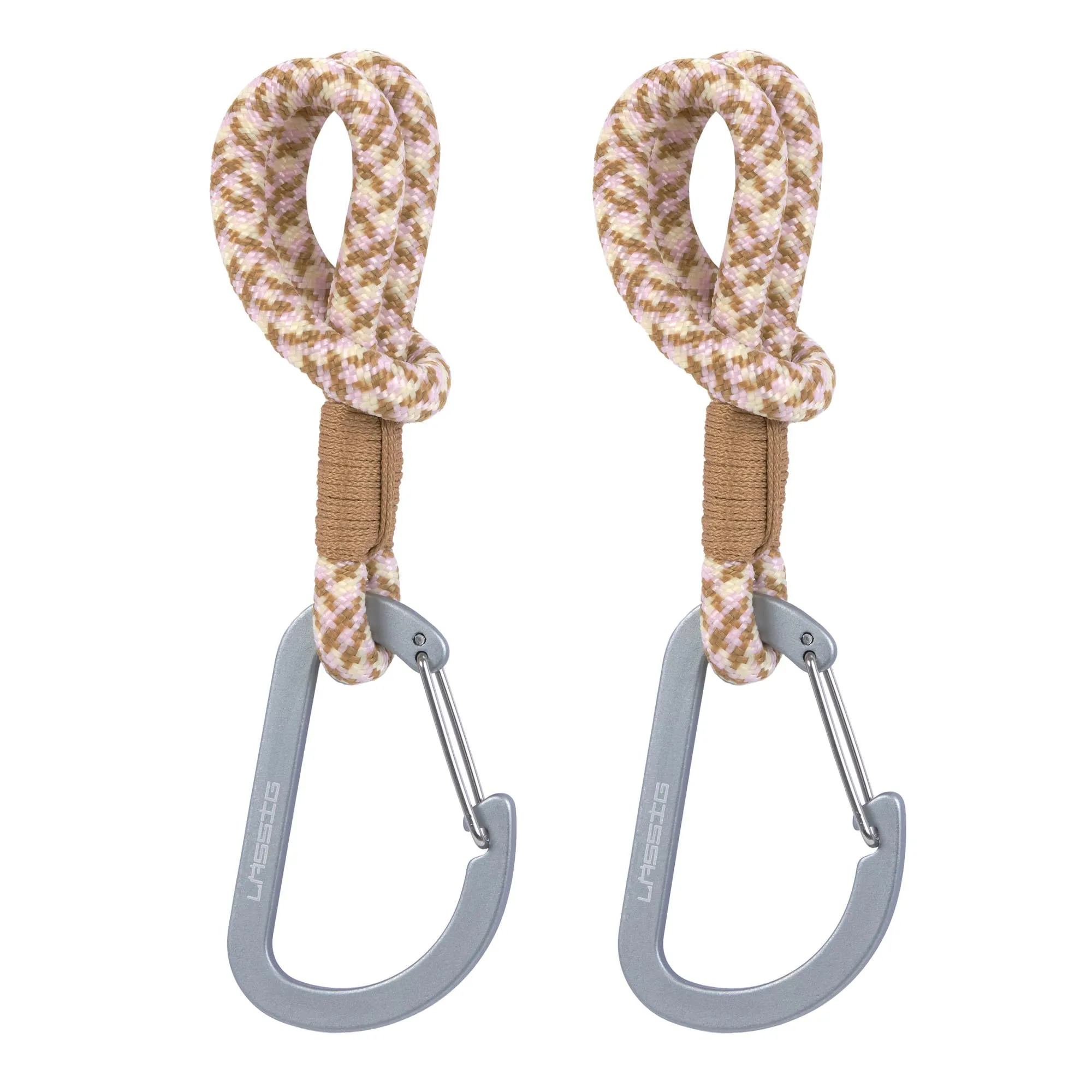 LÄSSIG Ganci per Passeggino Porta Borse Appendere Borse Shopping Borsa per Passeggino 2 pezzi/Stroller Hooks Cord camel/vanilla/lavend