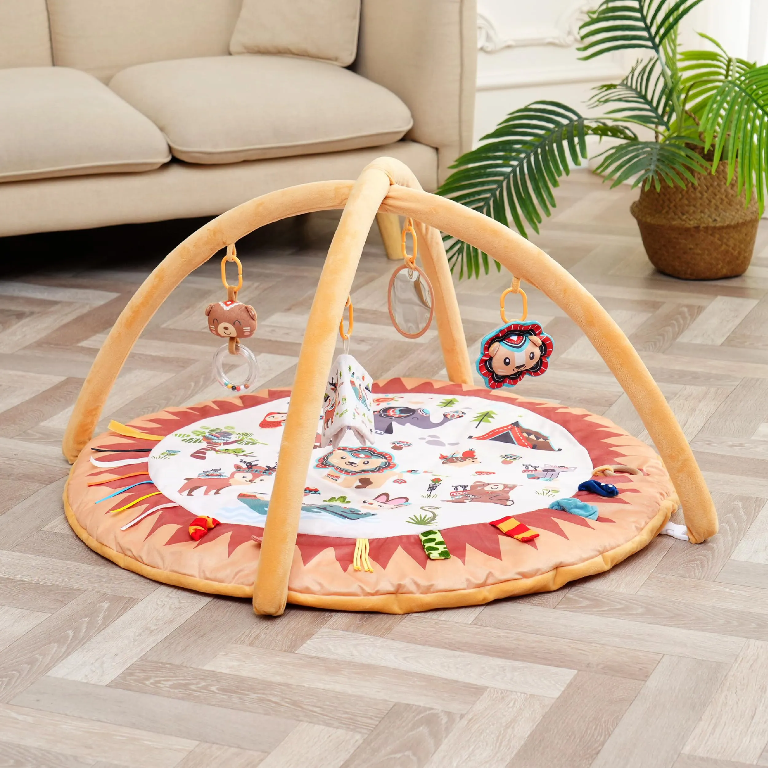 Tappetino Palestrina Montessori Neonato 0-12 Mesi con Archi | Tappeto Evolutivo per Neonati e Neonata | Tappeto Gioco Spesso e Confortevole | Palestra Sensoriale per l’Infanzia | Tappetino Educativo