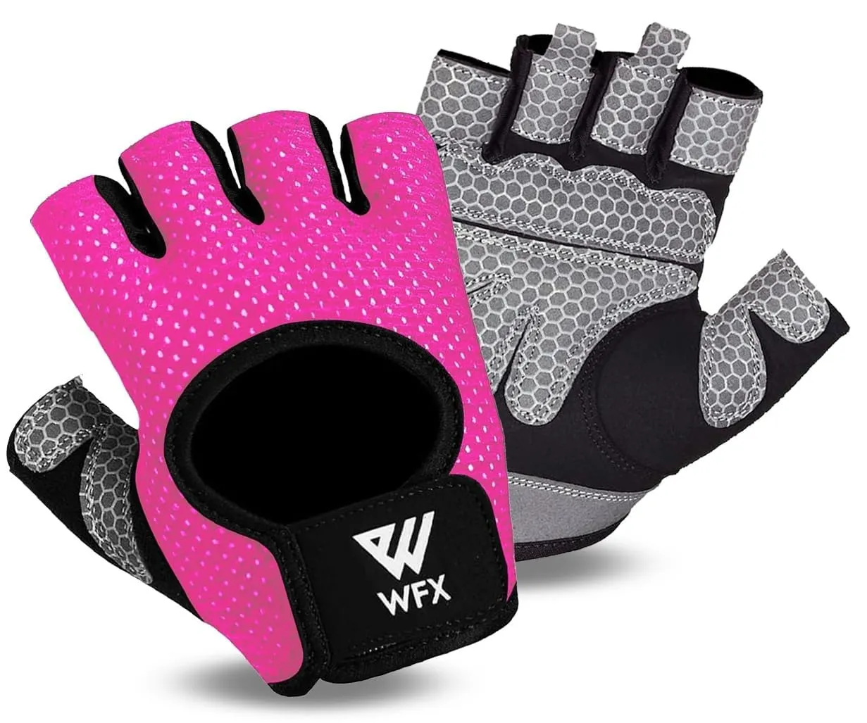 WESTWOOD FOX Guanti da fitness traspiranti e antiscivolo, per uomo e donna, per sollevamento pesi, bodybuilding, palestra, crossfit, allenamento con i pesi (ROSA Senza Polso, M)