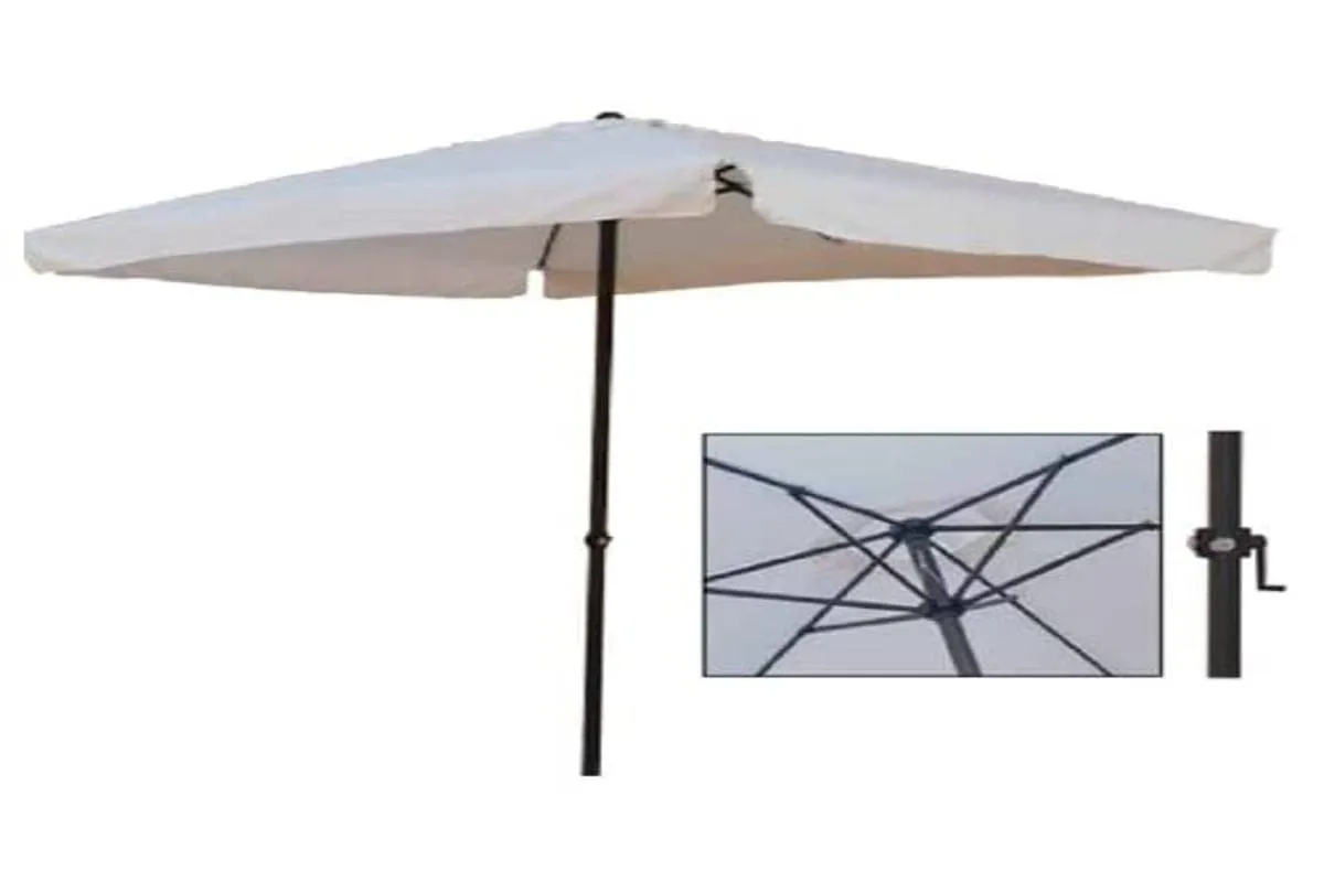 Linea Garden Friend Ombrellone da giardino, 3x3 mt x 2,7 h mt Quadro Struttura in acciaio Con manovella Copertura in poliestere 160 gr/m² colore bianco