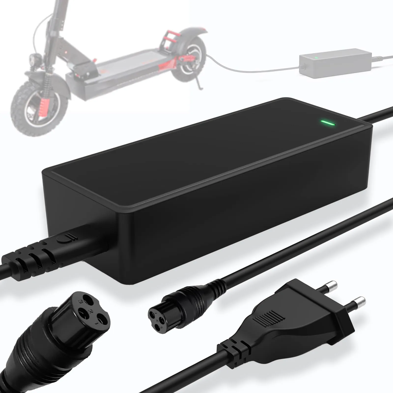 Mezelon 54.6V 2A Caricatore Monopattino Elettrico per Kugoo M4 / M4 Pro, Hitway h5/h5 Pro, UrbanGlide E-Cross Pro, Smartgyro Speedway, JOYOR, 120W DC Caricatore per 48V Batteria Scooter Elettrico