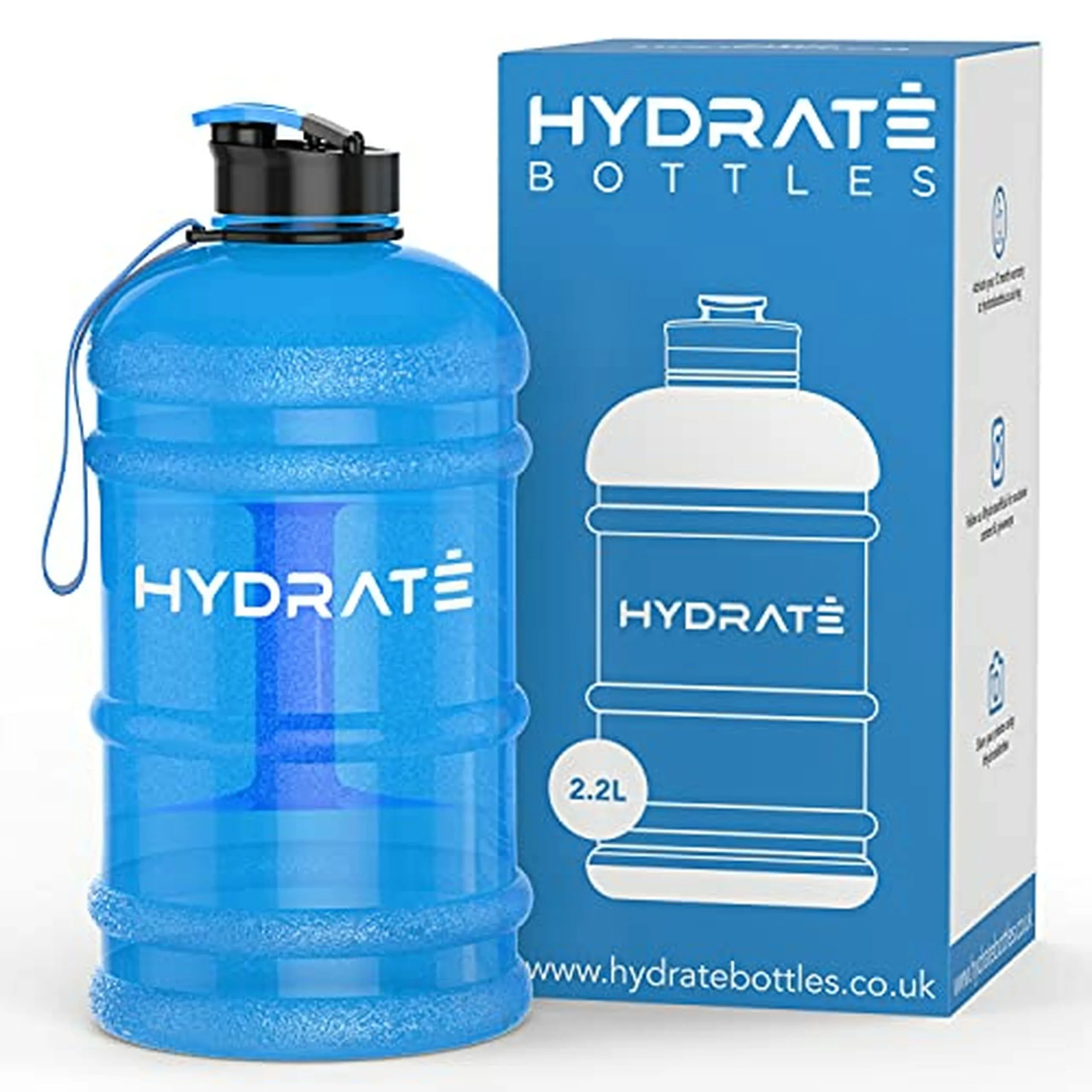 HYDRATE Borraccia 2 Litri XL – Borraccia Senza BPA, con tappo, Borraccia Palestra