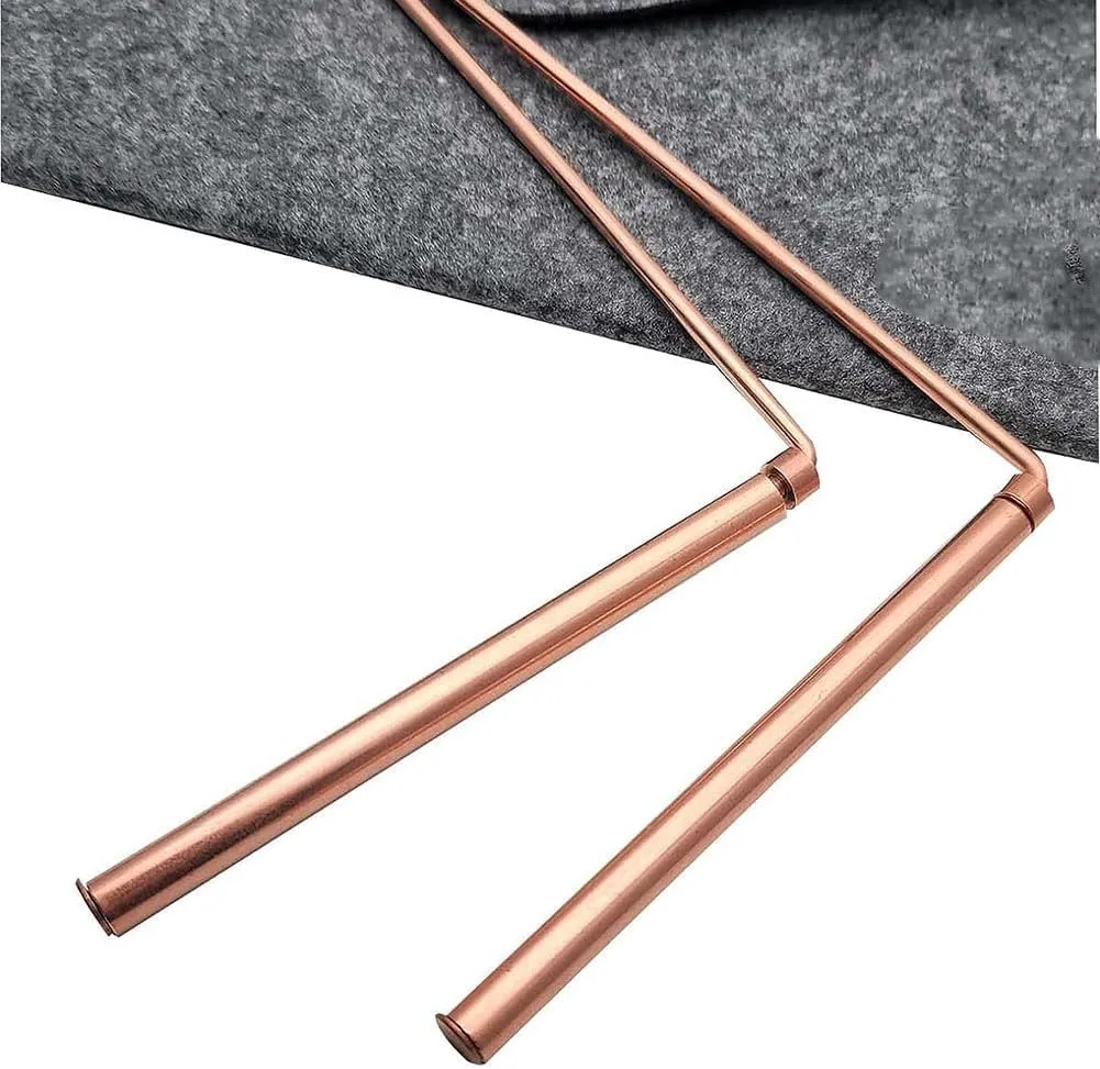 2 aste per rabdomanzia, in rame, al 99,9% in rame, rivelatore di metalli per acqua/tesori/minerali/strumenti di ricerca, lunghezza 30,5 cm (testa singola – perline piatte)