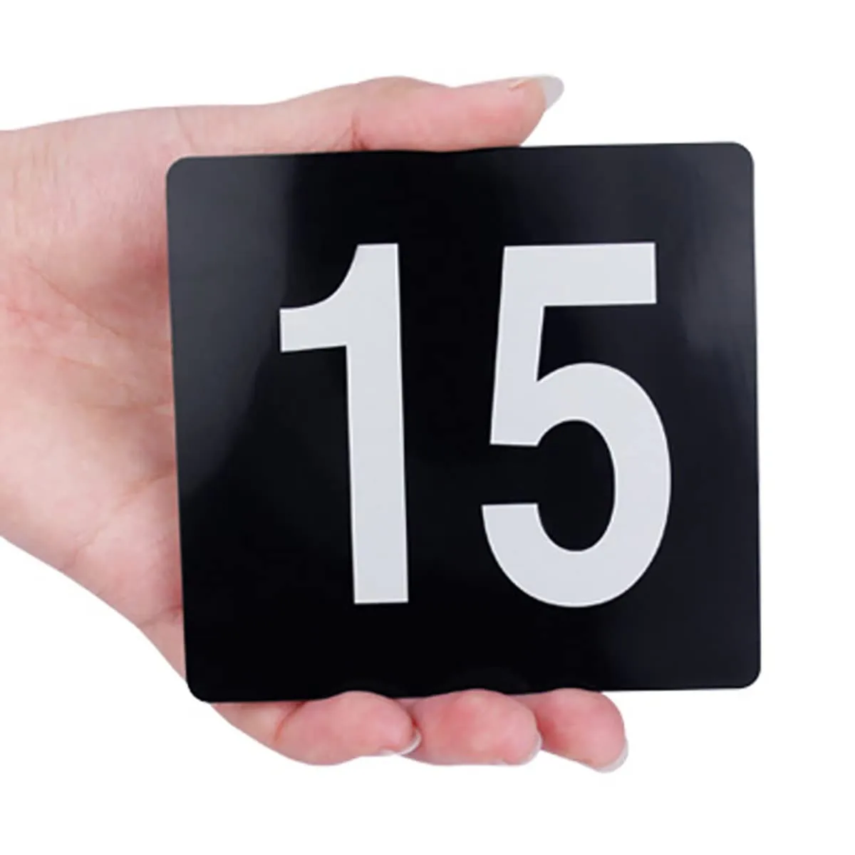 EFARMA Targa con Numeri for Tavolo da Ristorante, Ristorante 1-25, Cartelli for posti a Sedere for Decorazioni for ricevimenti Nuziali e Ristorante (1-25), Quadrato Nero in plastica 95X100 mm