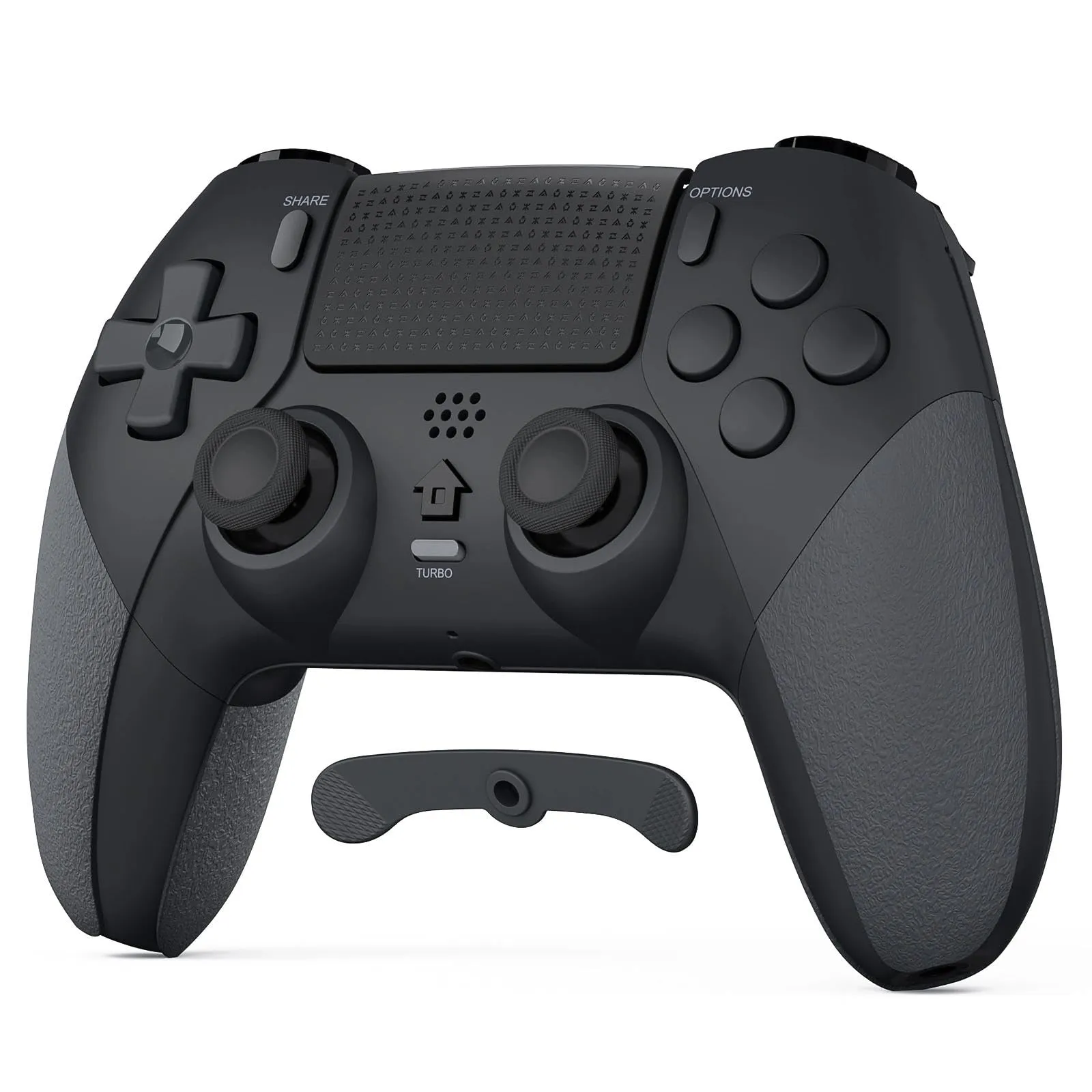 LATEC Controller per PS4 con Bluetooth, Controller Wireless PS4 con 2 Pulsanti Macro Programmabili, Sensore Giroscopico a 6 Assi, Doppia Vibrazione, Touchpad, Nero
