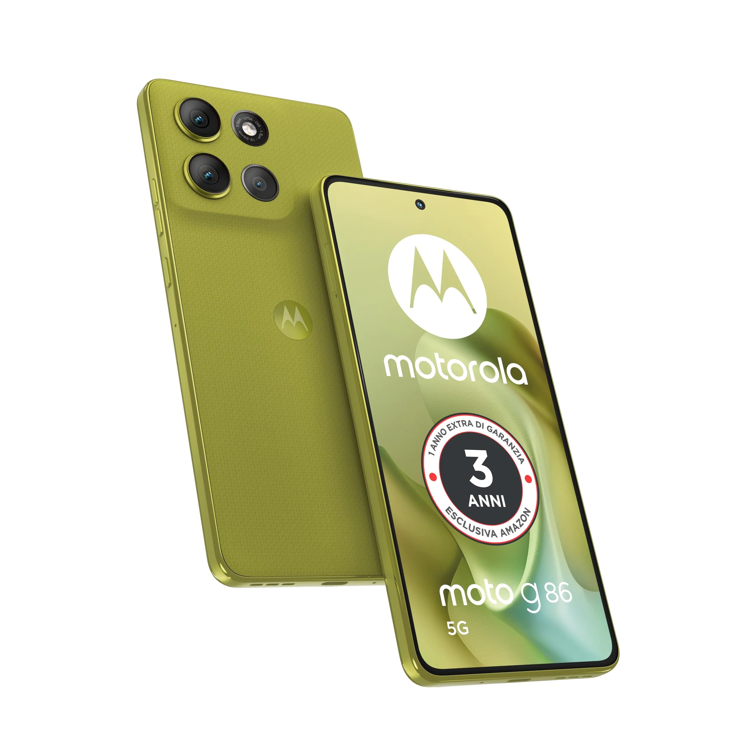 Motorola moto g86 con 1 anno extra di garanzia (8/256GB, Fotocamera 50MP + flicker cam, Display 6.67" pOLED 120Hz, batteria 5100mAh, MediaTek Dimensity 7300, Android 15), Golden Cypress