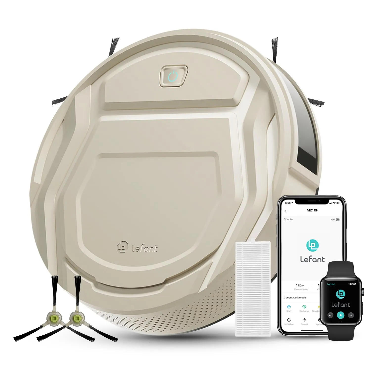 LEFANT M210 Robot Aspirapolvere, 2200Pa Aspirazione, 120 Minuti, Ultra Sottile 7,8cm, Senza Grovigli, App/Alexa/Google, Potenziamento Tappeto Ideale per Animali Domestici, Pavimenti Duri e Moquette