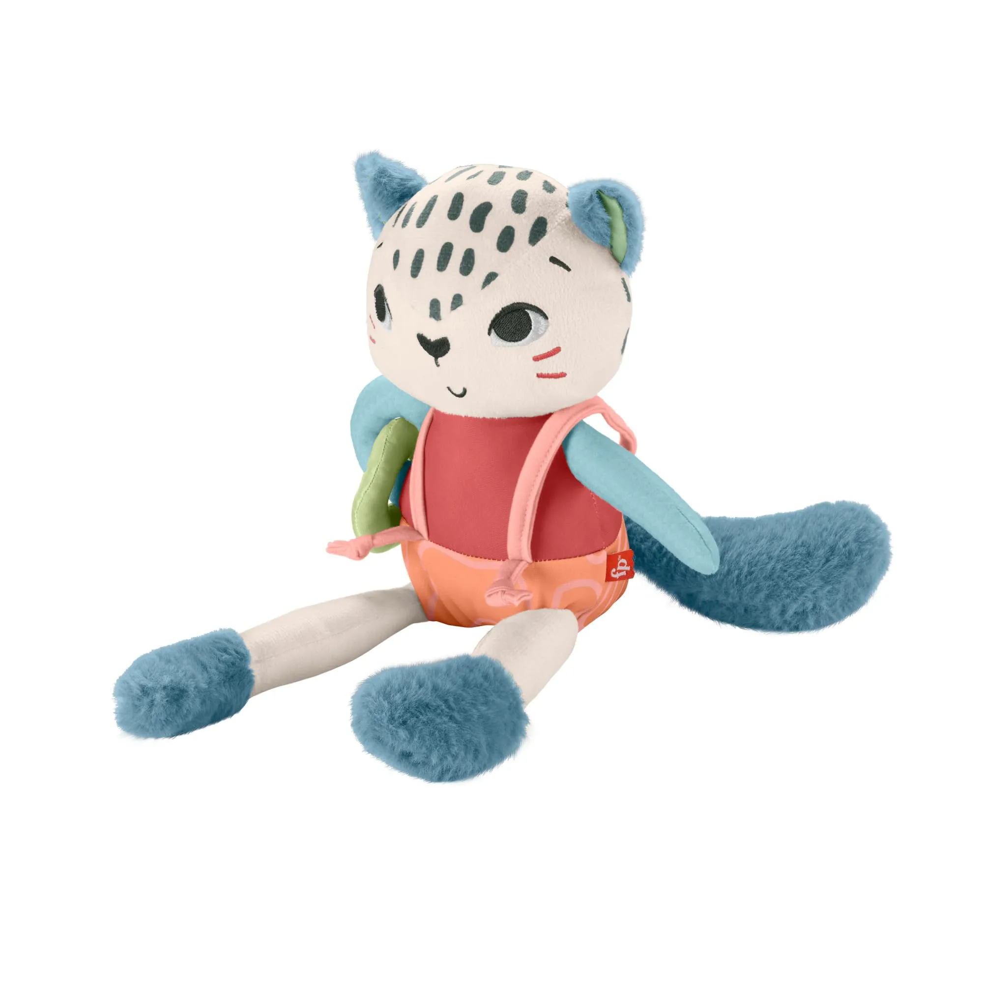 Fisher-Price Amici del Pianeta - Leopardino Scopri e Gioca, Morbido Peluche in Tessuto con Stivaletti, Realizzato con Il 95% di plastica Riciclata e imballaggio Certificato FSC, 3+ Mesi, HKD64
