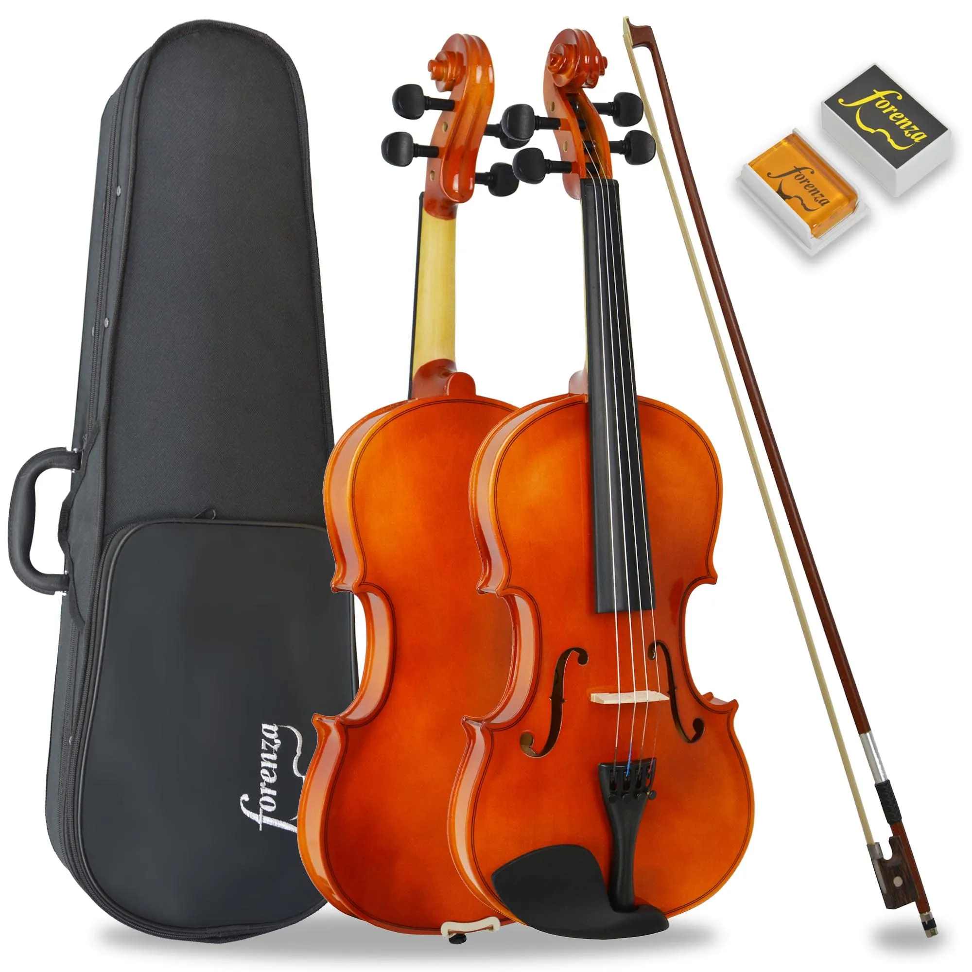 Forenza Uno Series 4/4 Completo violino full size per principianti con custodia rigida leggera, arco in legno, colofonia, corde con anima in acciaio