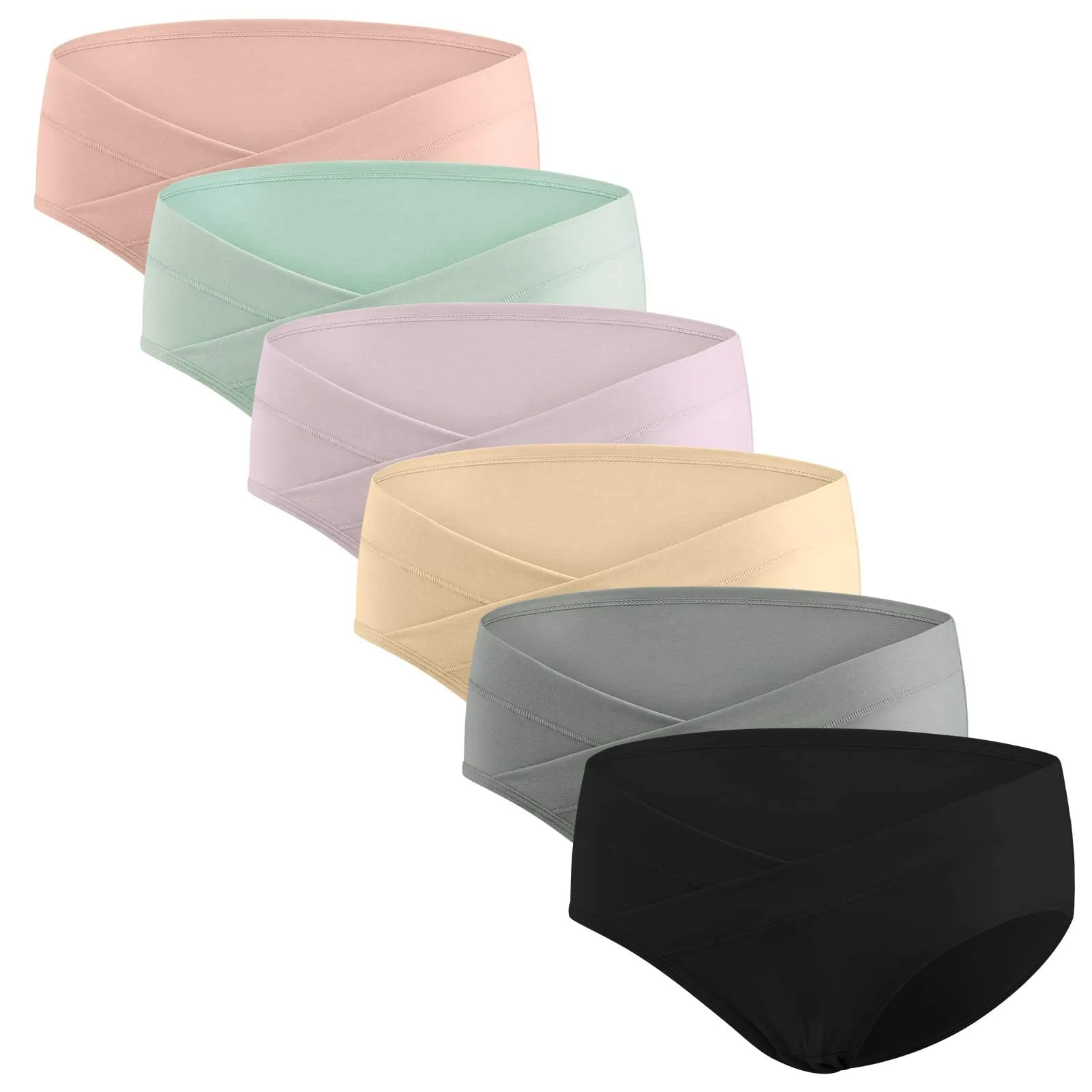 HBselect 6 Pezzi Slip per Gravidanza Morbido e Traspirante Mutandine per Gestante a Vita Bassa e in Cotone Biancheria Intima in Gravidanza