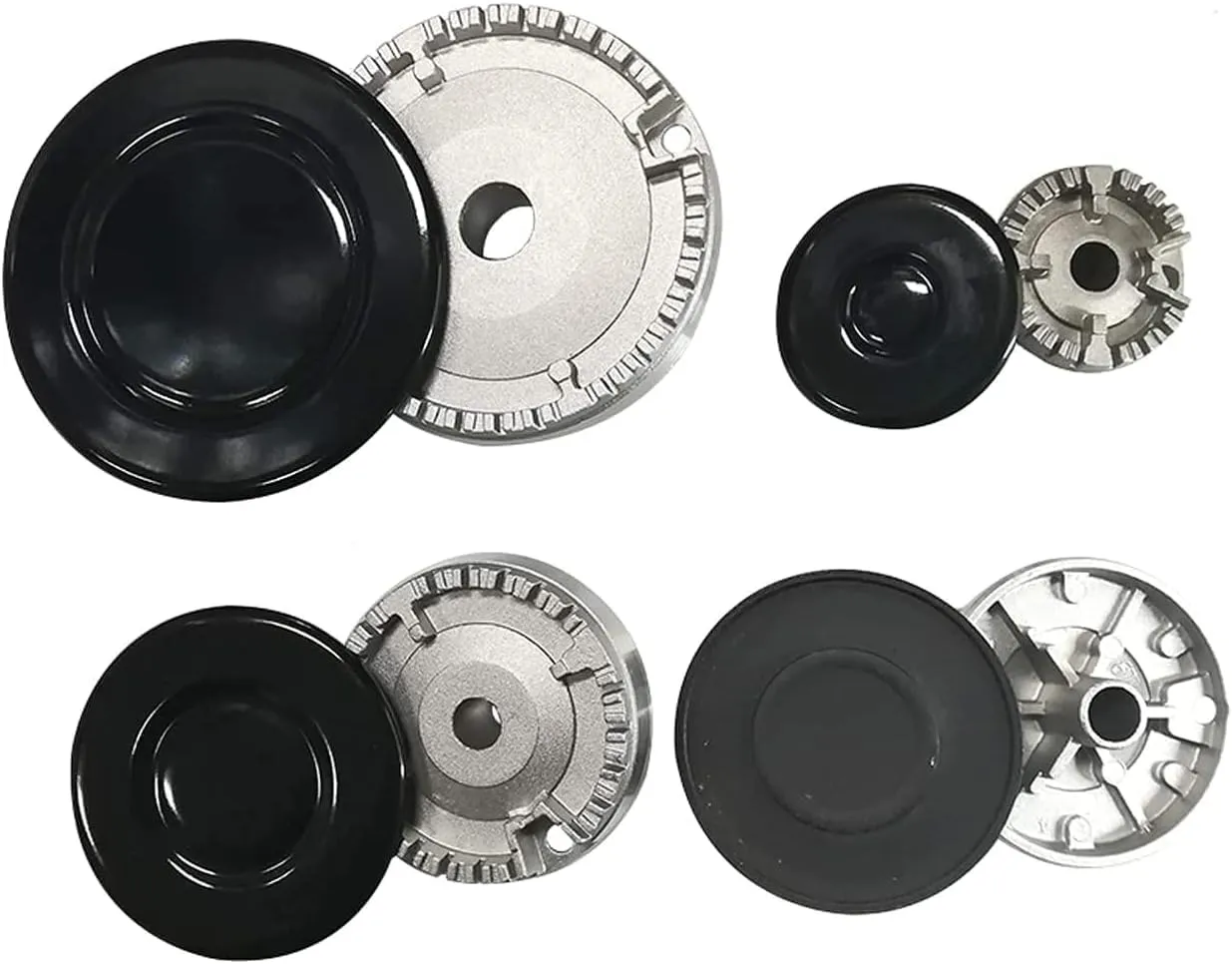 Kit Bruciatori + Coprispartifiamma per Piano Cottura – Set 4 Piattelli + 4 Bruciatori Compatibili Con Ariston, Indesit, Samet, Sabat e Nardi