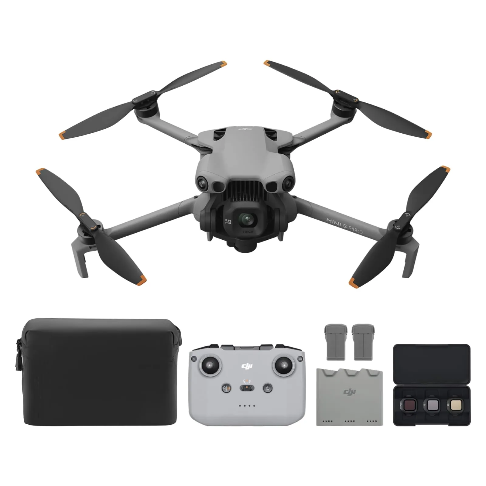 DJI Mini 5 Pro Combo Fly More con DJI RC-N3, certificato C0, drone con fotocamera, CMOS da 1 pollice, drone 4K per principianti con rilevamento omnidirezionale degli ostacoli, ActiveTrack 360°