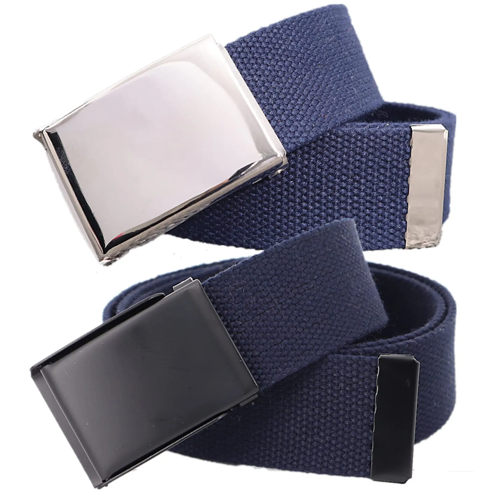 EFARMA Cintura Elastica in Tessuto Elasticizzato, Cintura Uomo Donna Cinture in Tela di Cotone Taglie Forti con Fibbia Ribaltabile Militare, 2 Pezzi (Color : Blue, Size : Length 145cm)