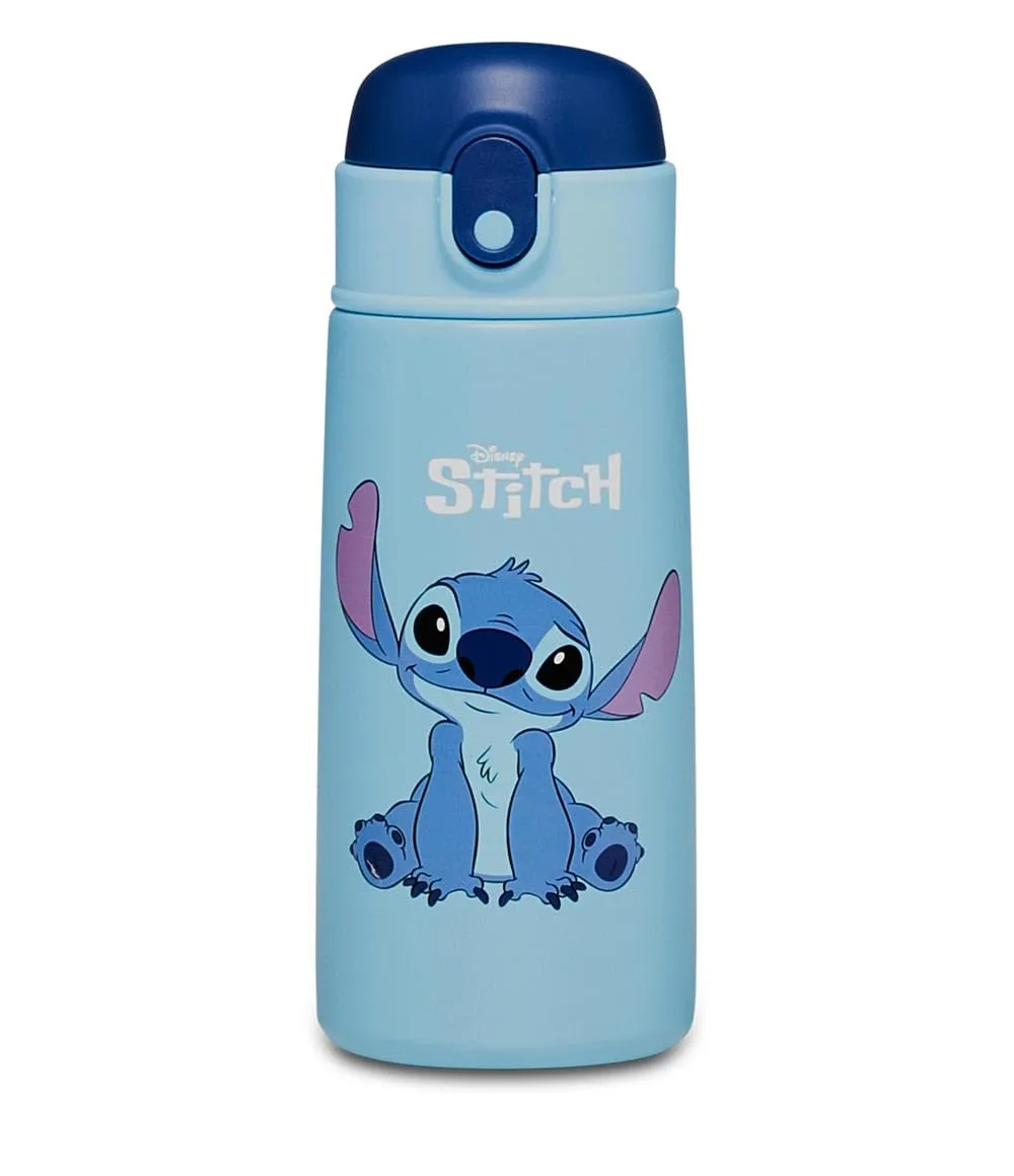 Borraccia LILO & STITCH, Blu - Borraccia per Bambini con Cannuccia 460 ML - Borraccia Asilo, Scuola Elementare - Acciaio Inox Interno Esterno, Mantenimento Temperatura fino a 24h