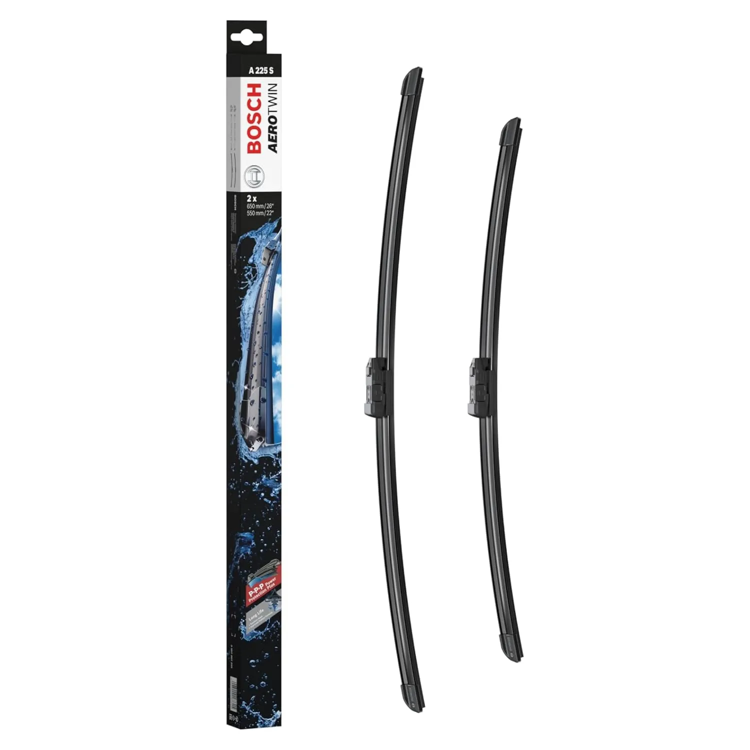 Tergicristalli Bosch Aerotwin A225S, Lunghezza 650mm/550mm, 1 set per parabrezza anteriore