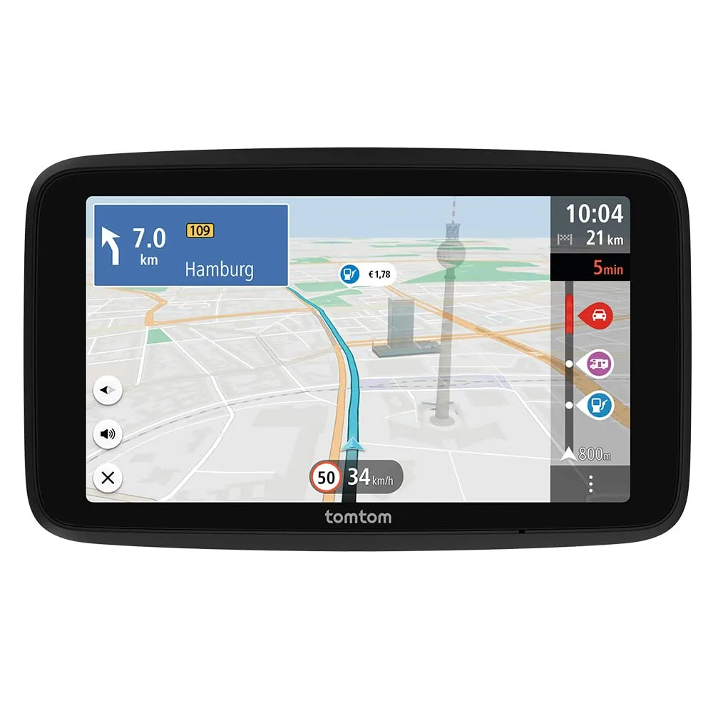 TomTom Navigatore per camper e roulotte GO Camper Tour (schermo da 6", PDI per camper, aggiornamenti Wi-Fi, TomTom Traffic, 6 mesi di avvisi autovelox, mappe d'Europa, indicatore corsia in movimento)