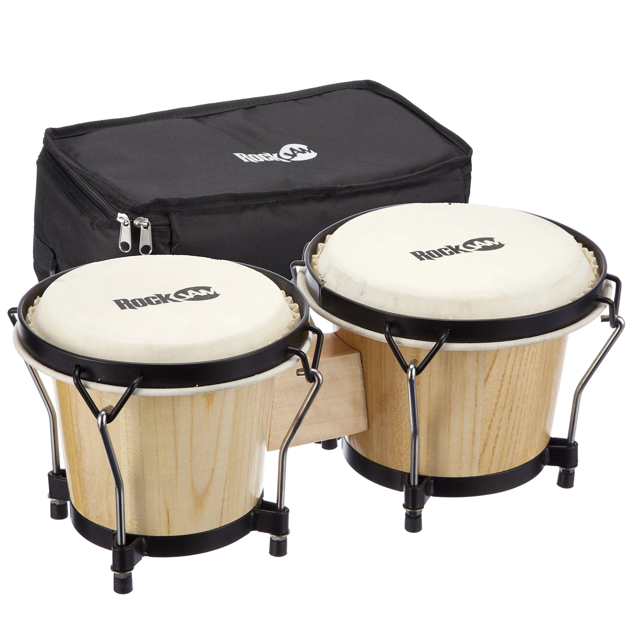 Rockjam RJ-100300 7 "e 8" BONGO Set con borsa imbottita e chiave di tuning naturale