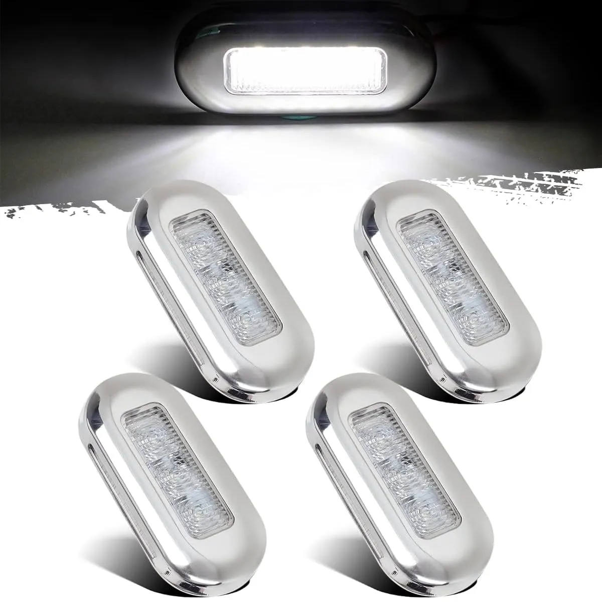 Greluma 4 Pz Luci LED marine impermeabili per barche,luce di cortesia interna per ponte,3 LED per illuminazione di poppa e cabina di navigazione per pontone,barca da pesca,barca a vela (luce bianca)