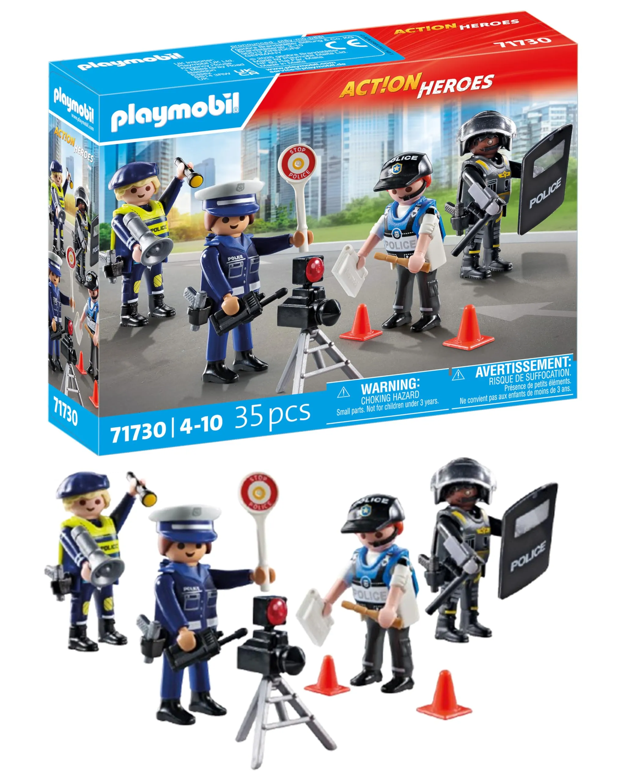 PLAYMOBIL | Action Heroes | Set personaggi della polizia | Personaggi giocattolo | Personaggi polizia | Giocattoli per bambini dai 4 anni in su | 71730