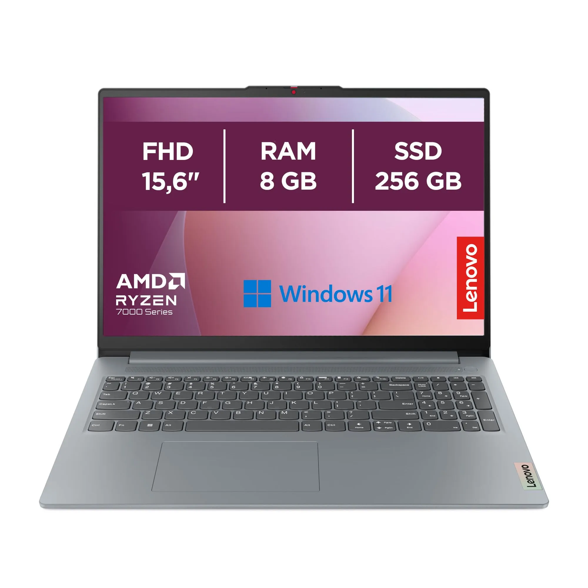 Lenovo IdeaPad Slim 3 Notebook 15,6” FHD (1920x1080), AMD Ryzen 3 7320U, RAM 8GB, 256GB SSD M.2, Grafica Integrata AMD Radeon 610M, WiFi 6, Windows 11 - Arctic Grey