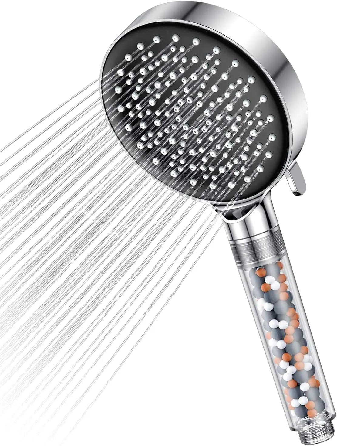 Soffione Doccia anticalcare, YEAUPE Soffione Doccia Risparmio Idrico, Doccia Soffione con 6 tipi di getto, soffione doccia grande (soffione senza tubo), Cromo