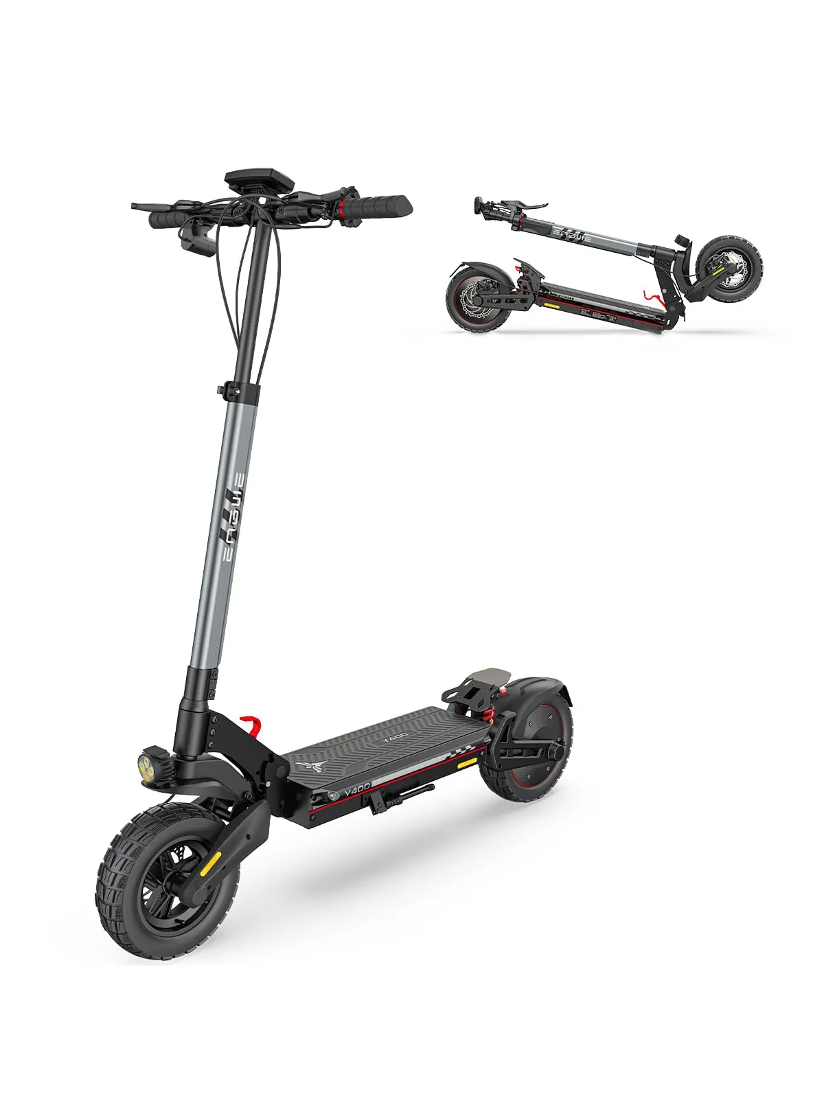 ENGWE E-Scooter Monopattino Elettrico Pieghevole Con Batteria Da 648Wh/864 fino a 50km/70km, Inclinazione Massima di 15° &Freni a Disco Meccaniciz &Display LCD Y400/Y600 (Y400, Nero+Grigio)