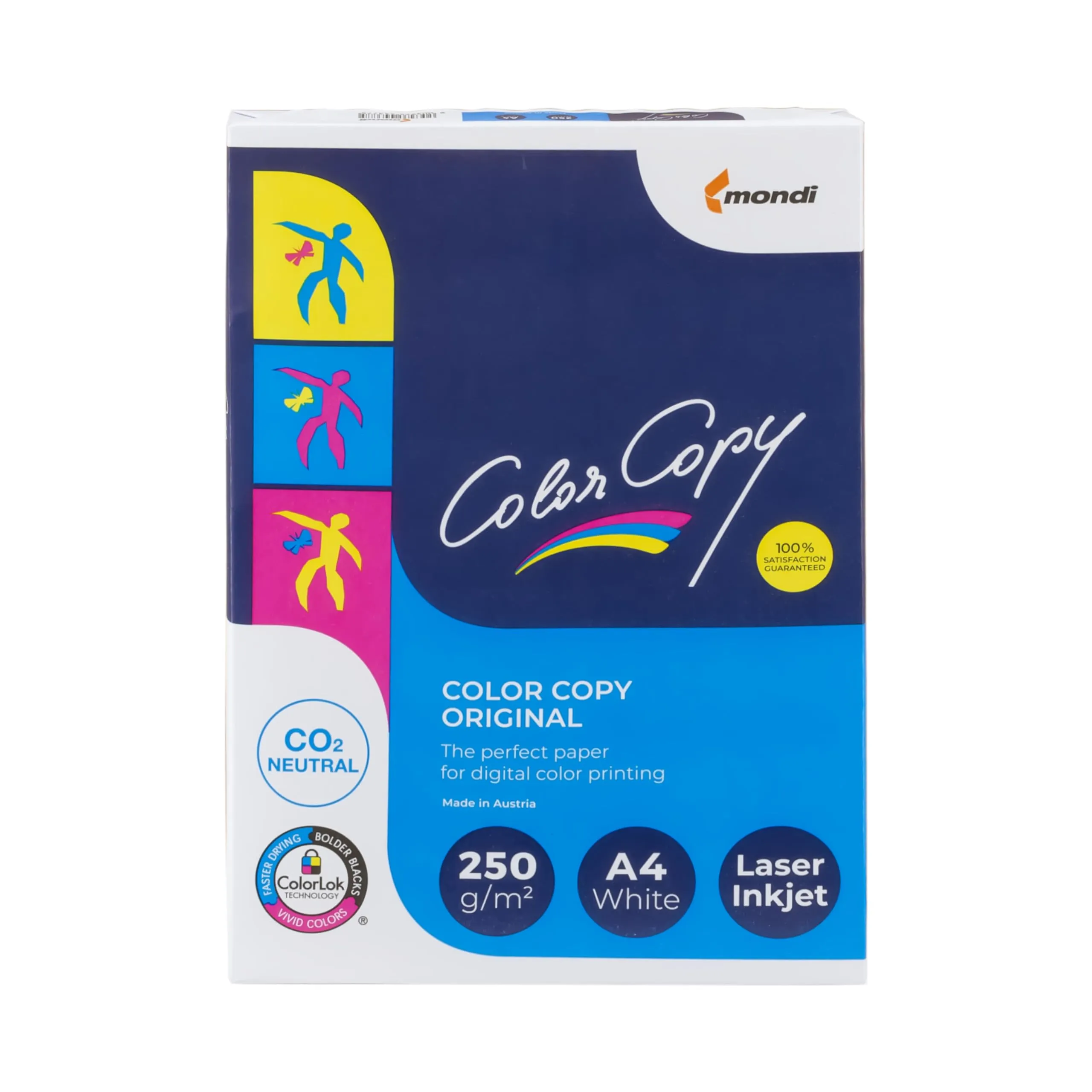 Imballaggi 2000 - Color Copy Risma Carta A4 Liscia 250 g/m² 1 Box x 125 Fogli per Stampante Ink Jet Laser Fax, Bianca Spessa, per Ufficio e Scuola, Non Trapassa Colore