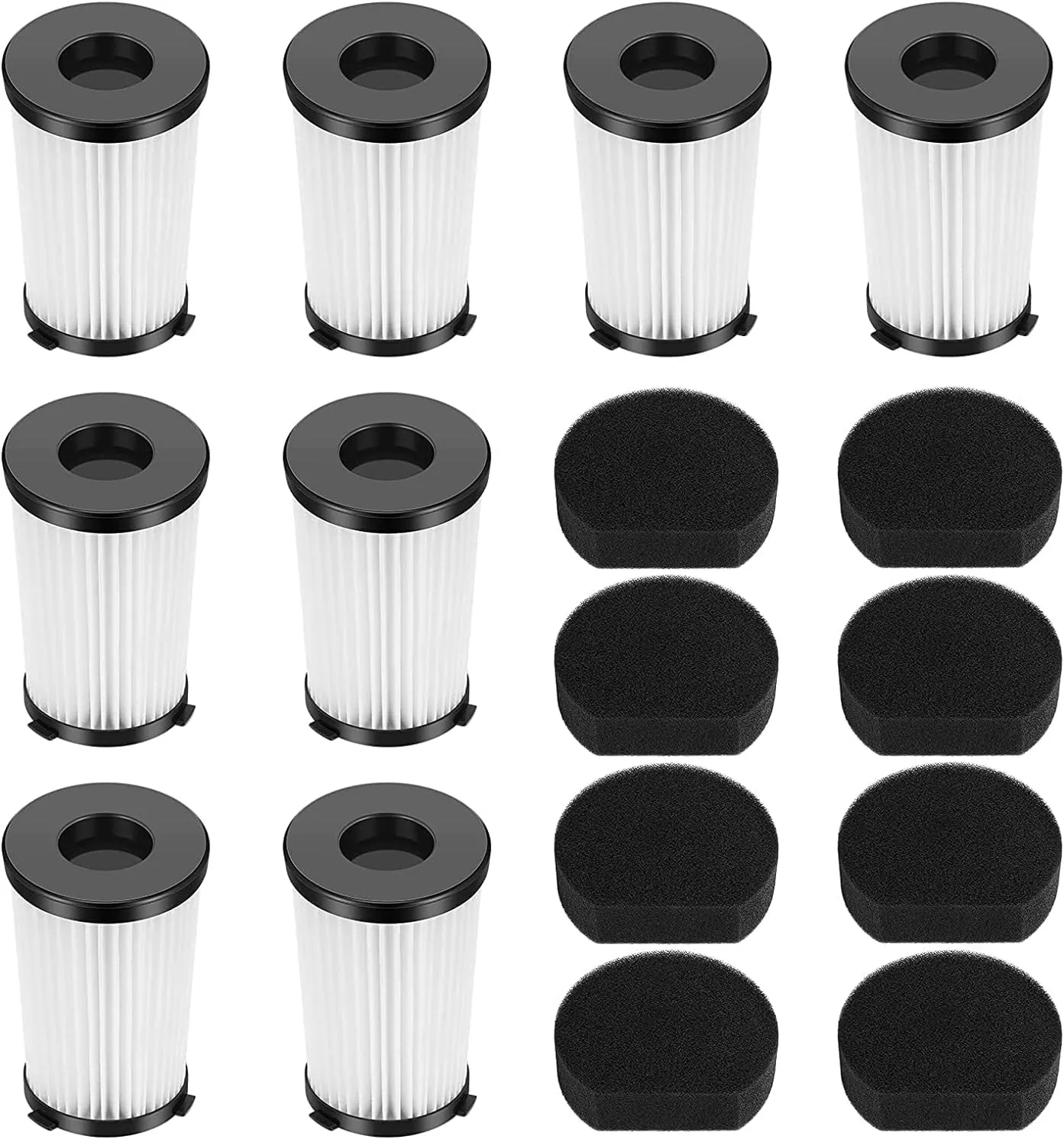 16 Pezzi Filtro di ricambio compatibile con gli aspirapolvere Ariete Handyforce 2761 e 2759, 8 filtri + 8 filtri in schiuma