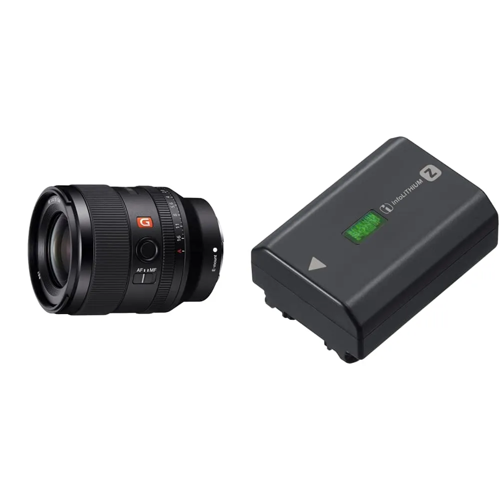 Sony SEL-35F14GM - Obiettivo Grandangolare a Focale Fissa 35mm F1.4, Serie G-Master, Mirrorless Full-Frame & NP-FZ100 - Batteria originale ricaricabile per Fotocamere Alpha 6600, 7C, 7M3