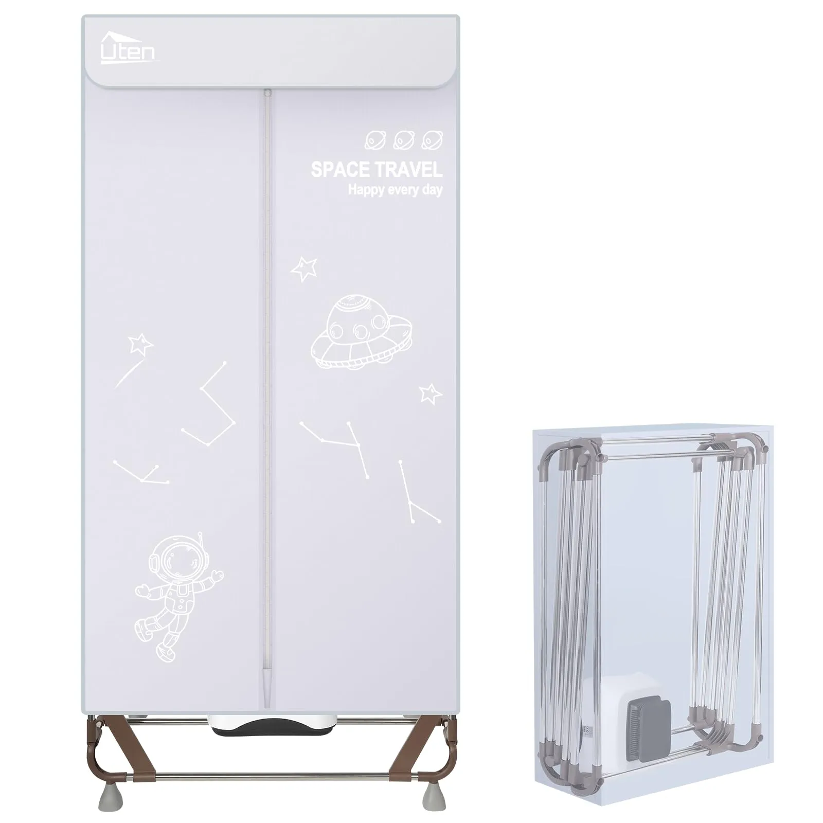 Uten Wäschetrockner Asciugatrice Pieghevole Nessuna Installazione, 1500W Asciugatrice Elettrica Portatile con Riduzione del Rumore per Dormitori Familiari, Alta Capacità Facile da Riporre