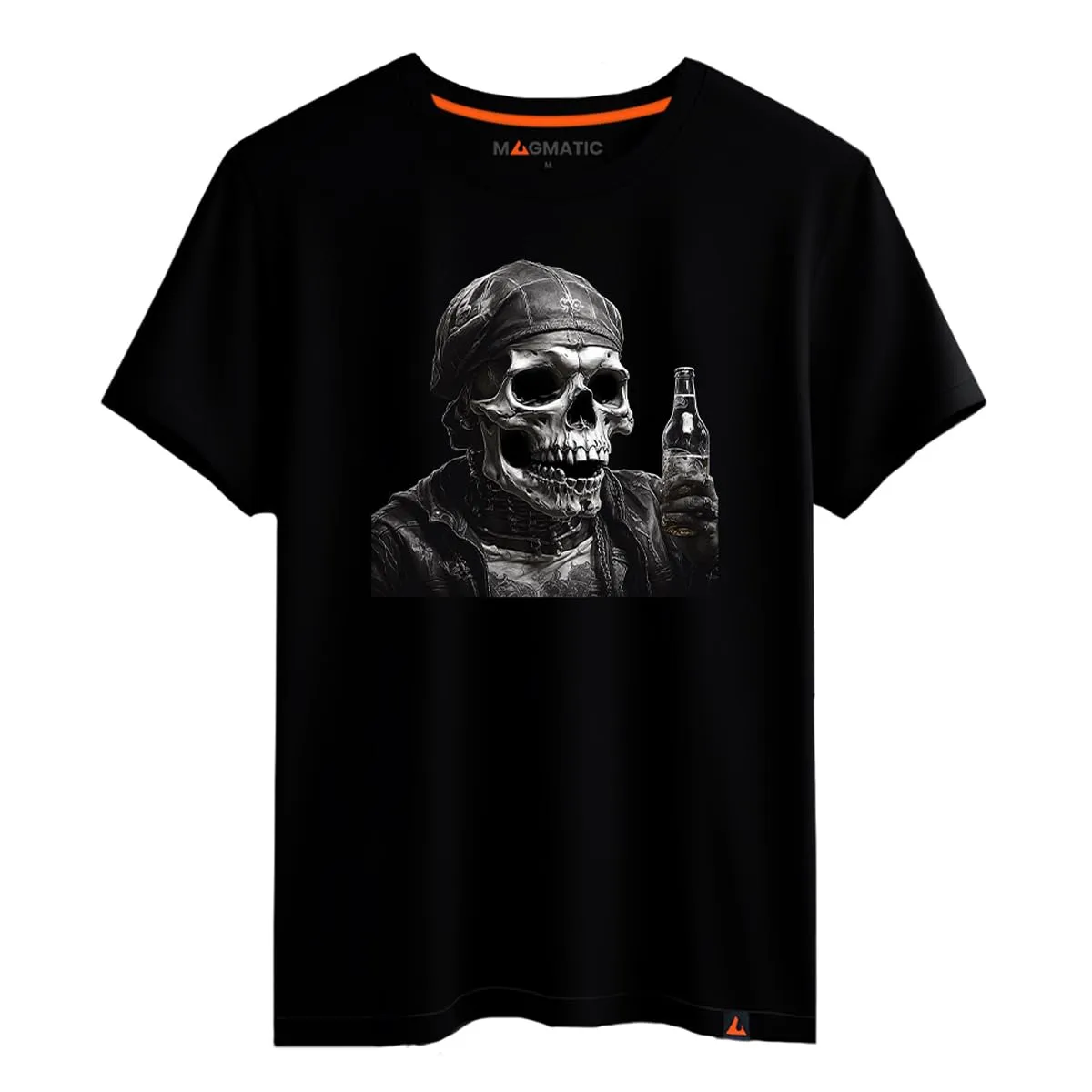 Magmatic - Maglietta Casco Audio Scheletro, per Uomo Unisex Bambino, Collezione Oh My Skull T Shirt Nera Premium 100% Cotone, Teschio, Testa di Morto, Regalo Rock, Biker, Punk Fan di Teschi