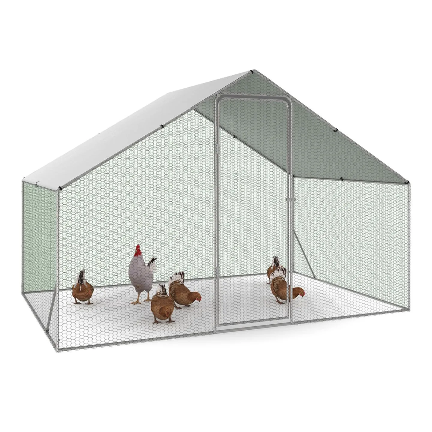 IDMarket Recinto per pollaio da 6 m² e 3 x 2 m, in acciaio zincato