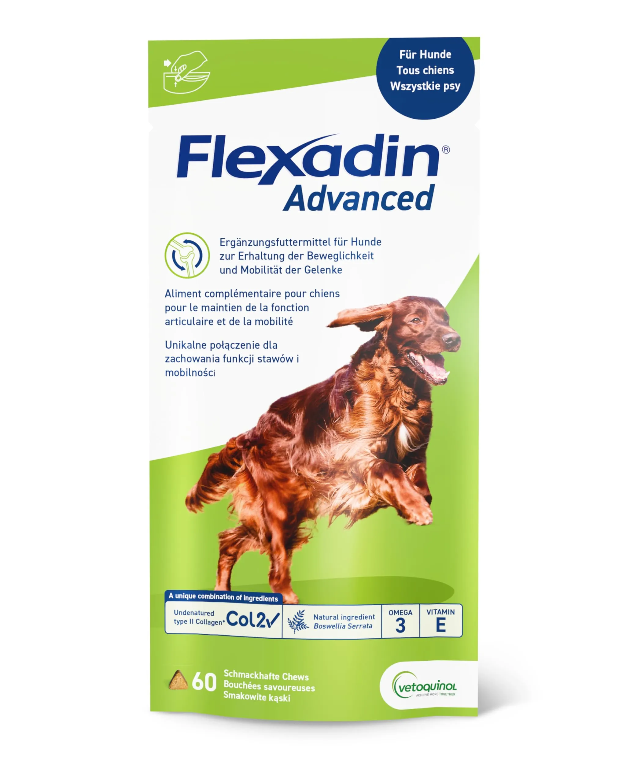Vetoquinol Flexadin Advanced- snacks for dogs- 60 tablets