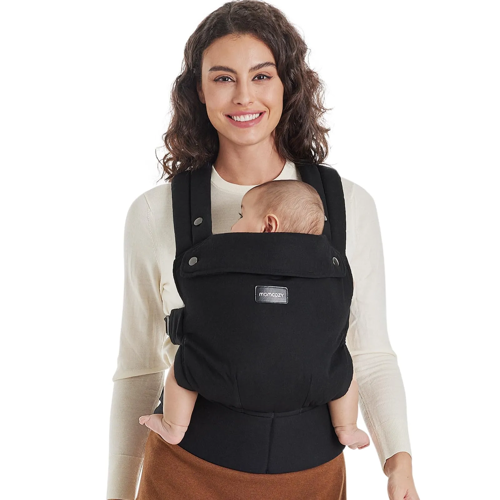 Marsupio Momcozy - Ergonomico, confortevole e leggero, per bambini da 3 a 20 kg (3-24 mesi), facile da indossare, ideale per genitori a mani libere, Nero