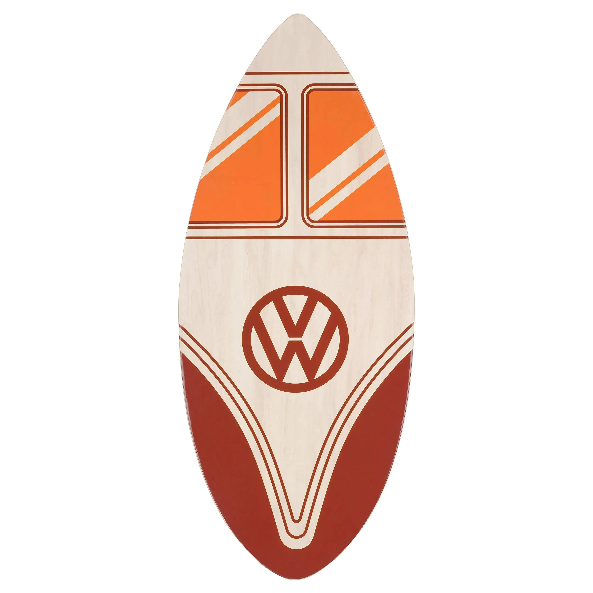 Board Masters VW Collection - Volkswagen Hippie Bus T1 Camper Van Skimboard Die Legno (104 cm) (Fronte Rosso/Naturale)