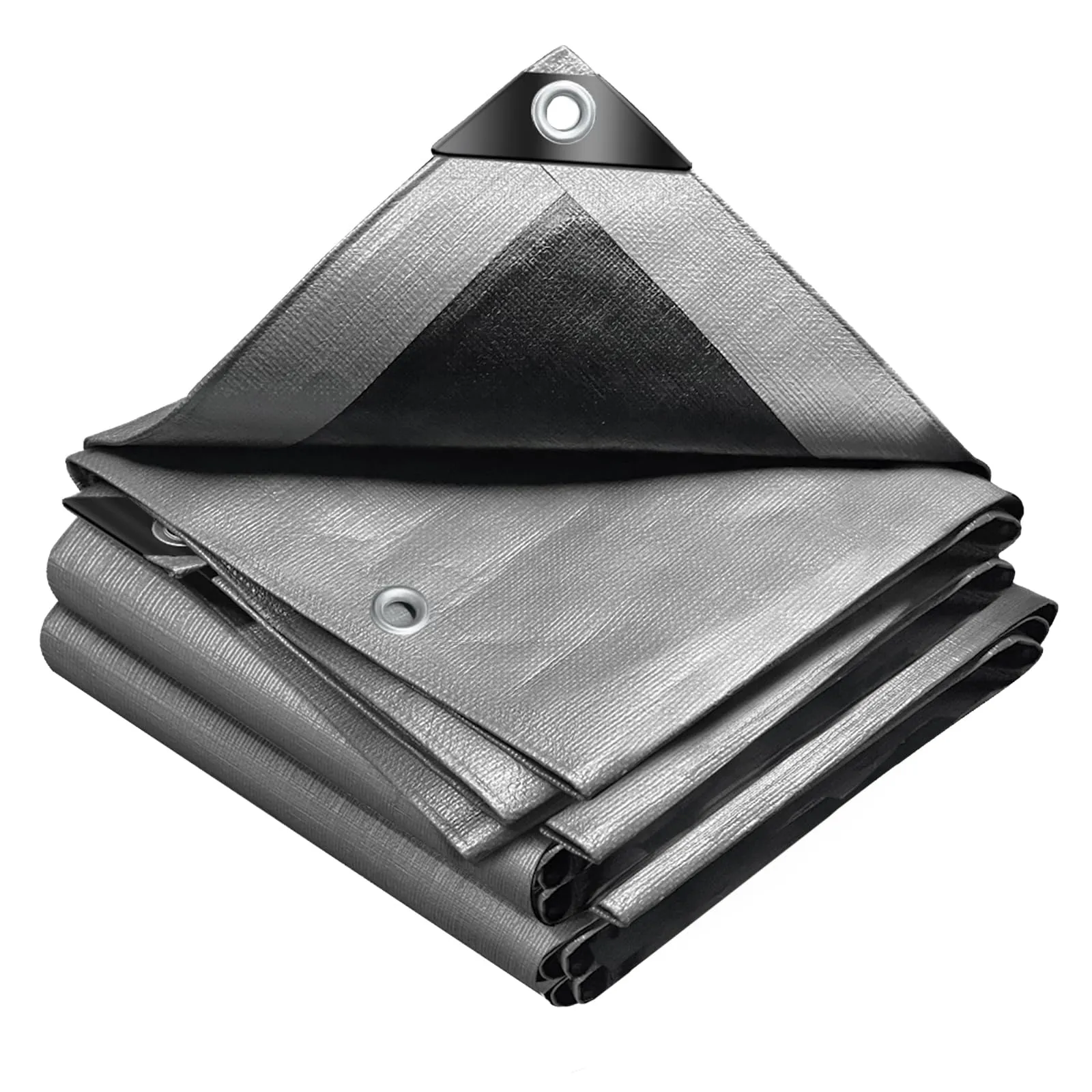 VOUNOT® Telo Impermeabile Esterno 2x3m, Telone Occhiellato Impermeabile Rinforzato PE 240 g/m², Telo Protettivo Multiuso per Barche, Legno, Piscina, Mobili da giardino, Auto, Grigio-Nero
