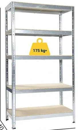Scaffalatura scaffale 5 RIPIANI in acciaio metallo kit struttura ad incastro zincata pannello in mdf mm5 180x40x90