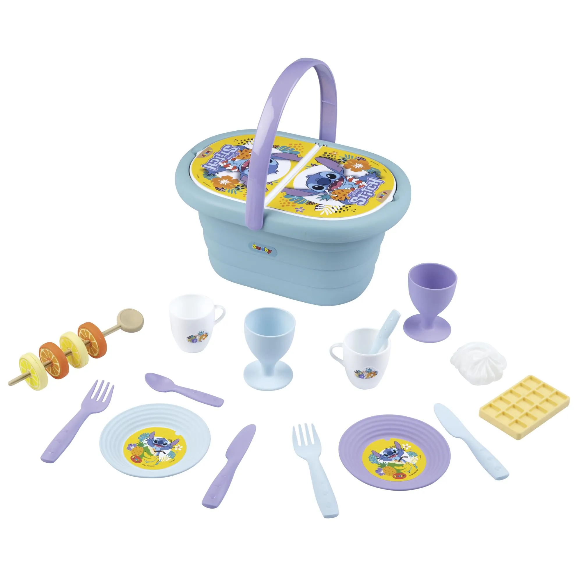 Smoby - Cestino da picnic Stitch, con 19 accessori, impugnatura ergonomica, Dai 3 anni in su, 7600312510