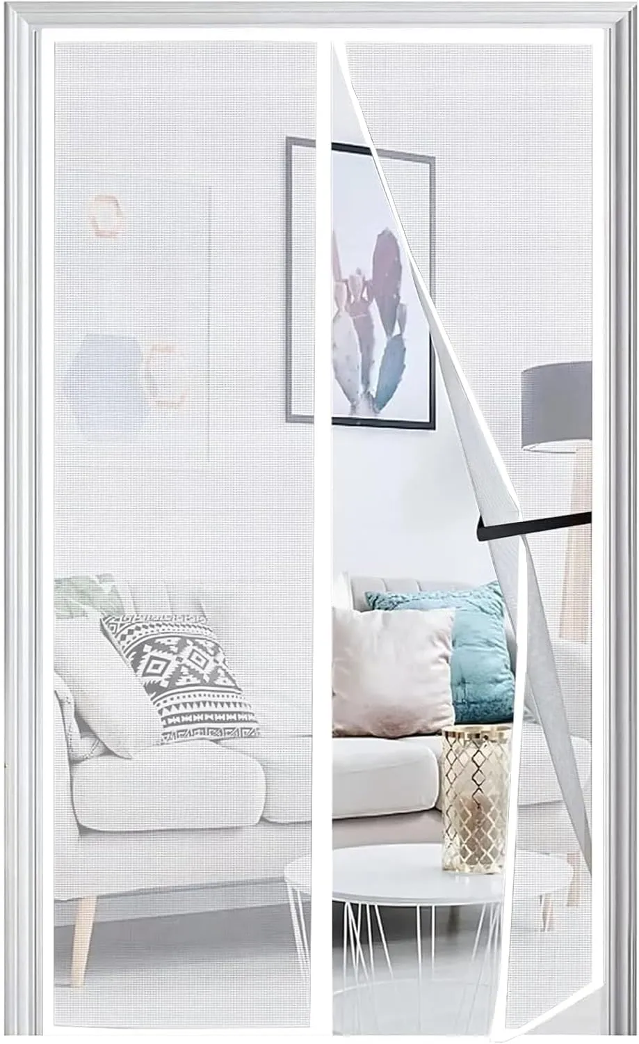 Panngu Zanzariere Magnetiche per Porte Finestre 125x240CM, Zanzariera Magnetica Porta Finestra 2023 Versione Aggiornata, Tenda con Magneti Anti Zanzare, Mosche Insetti - Bianco