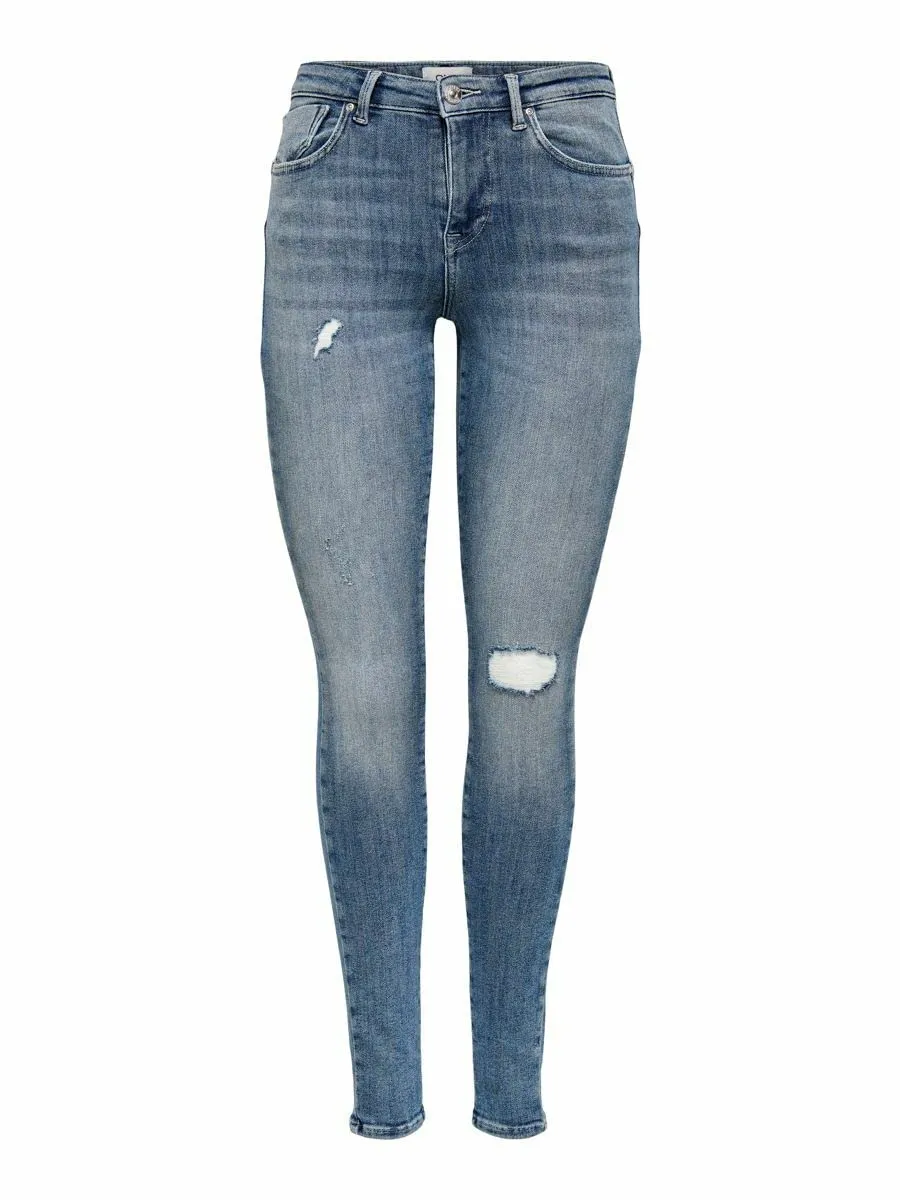 ONLY Onlpower Life Mid Push Jeans, Donna, Blu (Medium Blue Denim), M/30