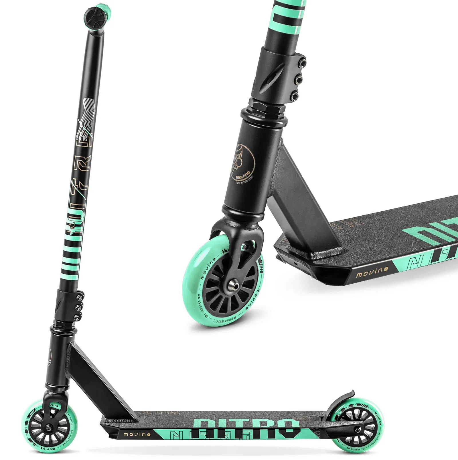 Monopattino Freestyle Movino | Cuscinetti ABEC 9 | Monopattino per bambini resistente alle acrobazie | Pro Stunt Scooter | Ruote da 100 mm | Peso 3,5 kg | Alluminio 6062