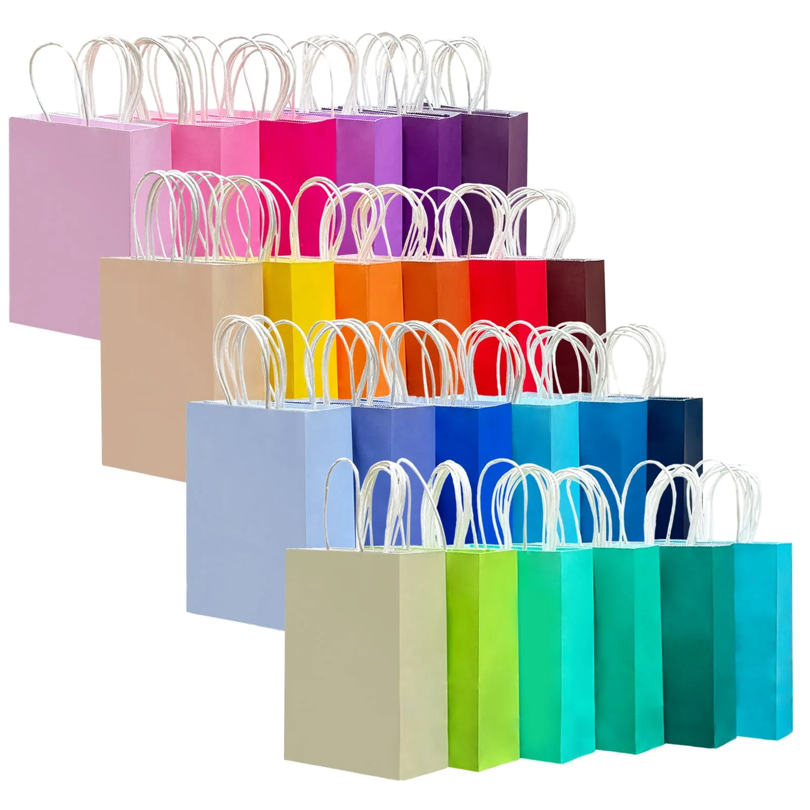 Gcardist 24 colori medi sacchetto regalo con manici Bulk 24 sacchetti di carta per feste, 8,3 x 4,3 x 11 pollici, diversi usi (21 x 11 x 27,3 cm, taglia media)