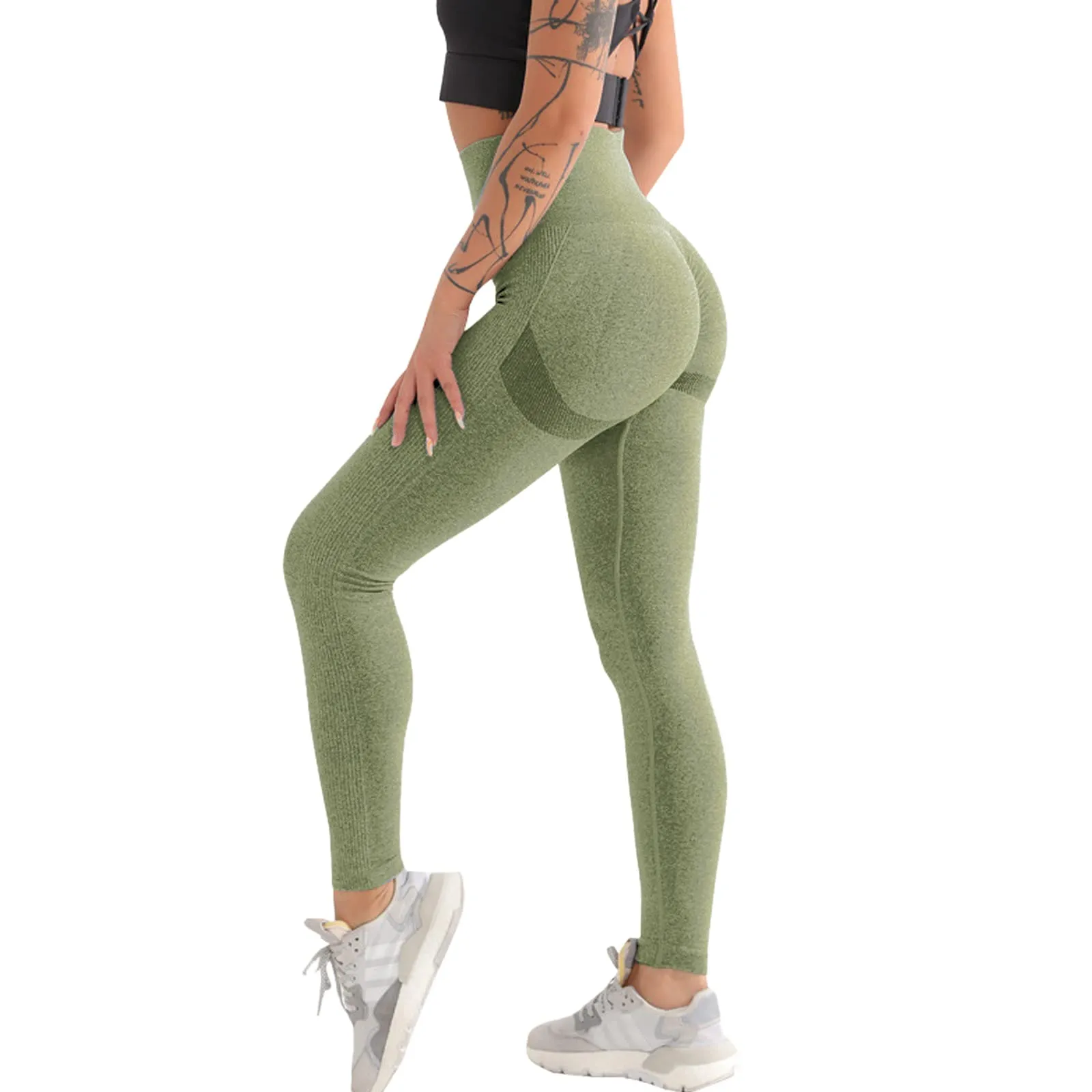 Getervb Leggins Sportivi Donna Push Up Vita Alta Pantacollant Opaco Scrunch Pantaloni Dimagranti Anticellulite Palestra Fitness Senza Cuciture per Yoga Palestra Jogging