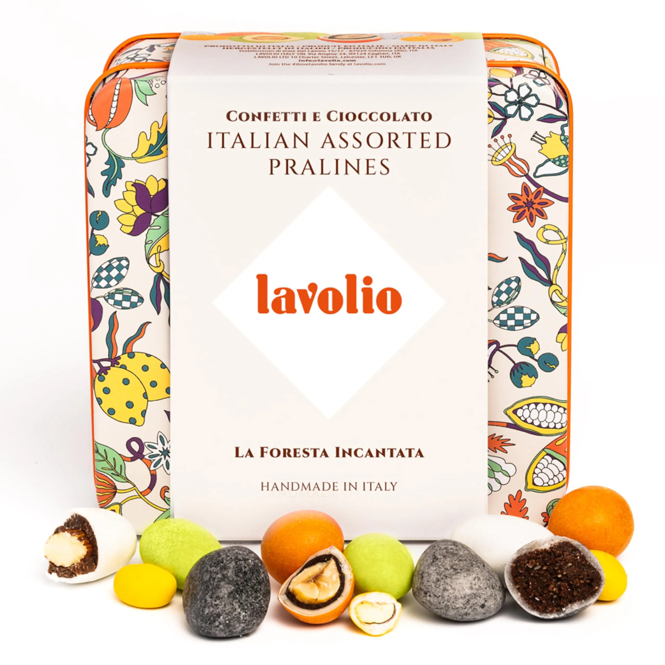 Lavolio LA FORESTA INCANTATA - Selezione gourmet di caramelle artigianali e frutta secca ricoperta di cioccolato - Cioccolatini da regalo, regalo gourmet raffinato ed elegante - Gluten Free - 150g